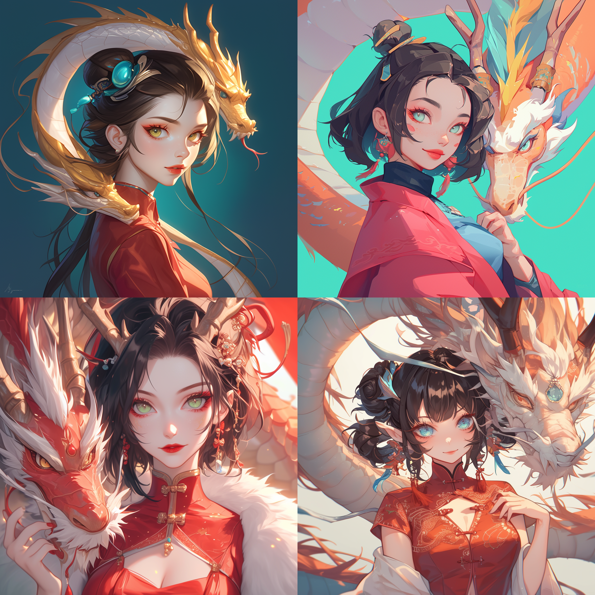 中国龙 卡通女孩头像