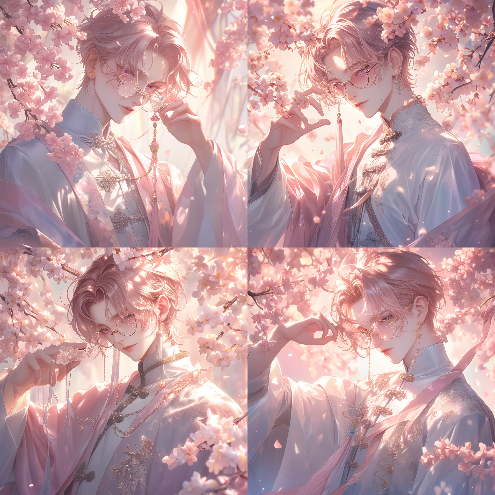 prompt. 男生求婚，超梦幻背景，粉红色，国潮风格，逼真外观设计，高清，高细节，莱卡镜头，8k，视频拍摄，全身写真。