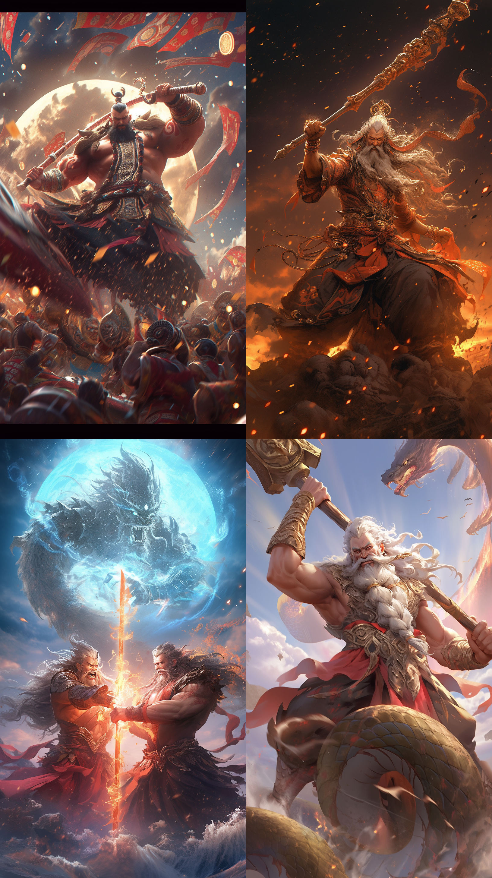 characters in chinese mythological movies, pangu, wielding a giant axe, creating a magical realism style, the milky way, ultra wide angle, front view, dynamic symmetrical combination, half body, panoramic view, perfect detail control, 3d style, rich colors, candy color, dot style ultra high definition picture quality, ultra clear exterior design, ultra realism, 32k, ultra smooth rendering, digital rendering,