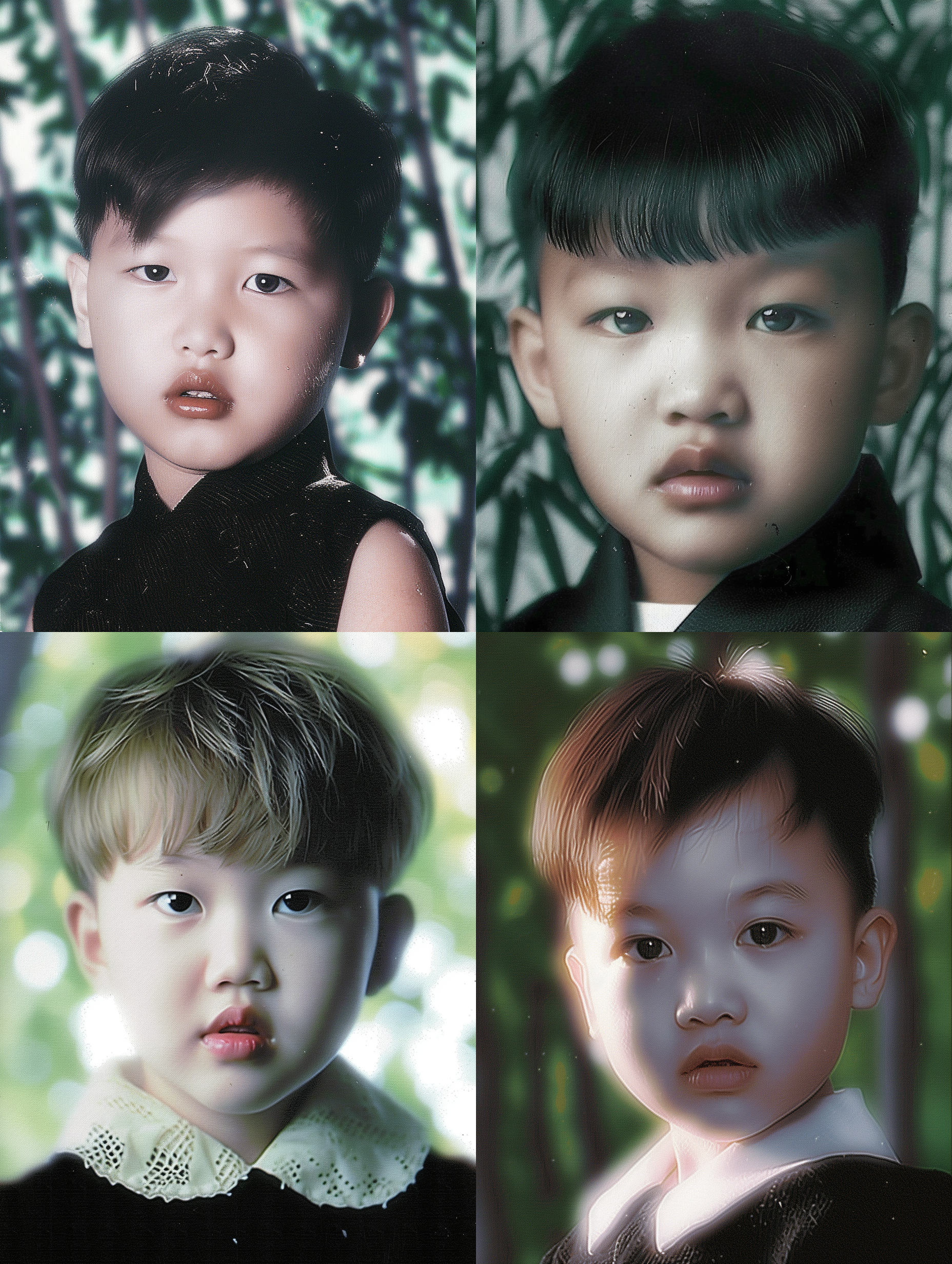 短直头发，双眼皮大眼睛，嘴唇厚，眼神有光。背景是翠绿的树木，色彩鲜艳。侧逆光和轮廓光，背景虚化。肖像，自然光，明亮，清晰，细节丰富，饱和度高，自然风格，活力，自信。