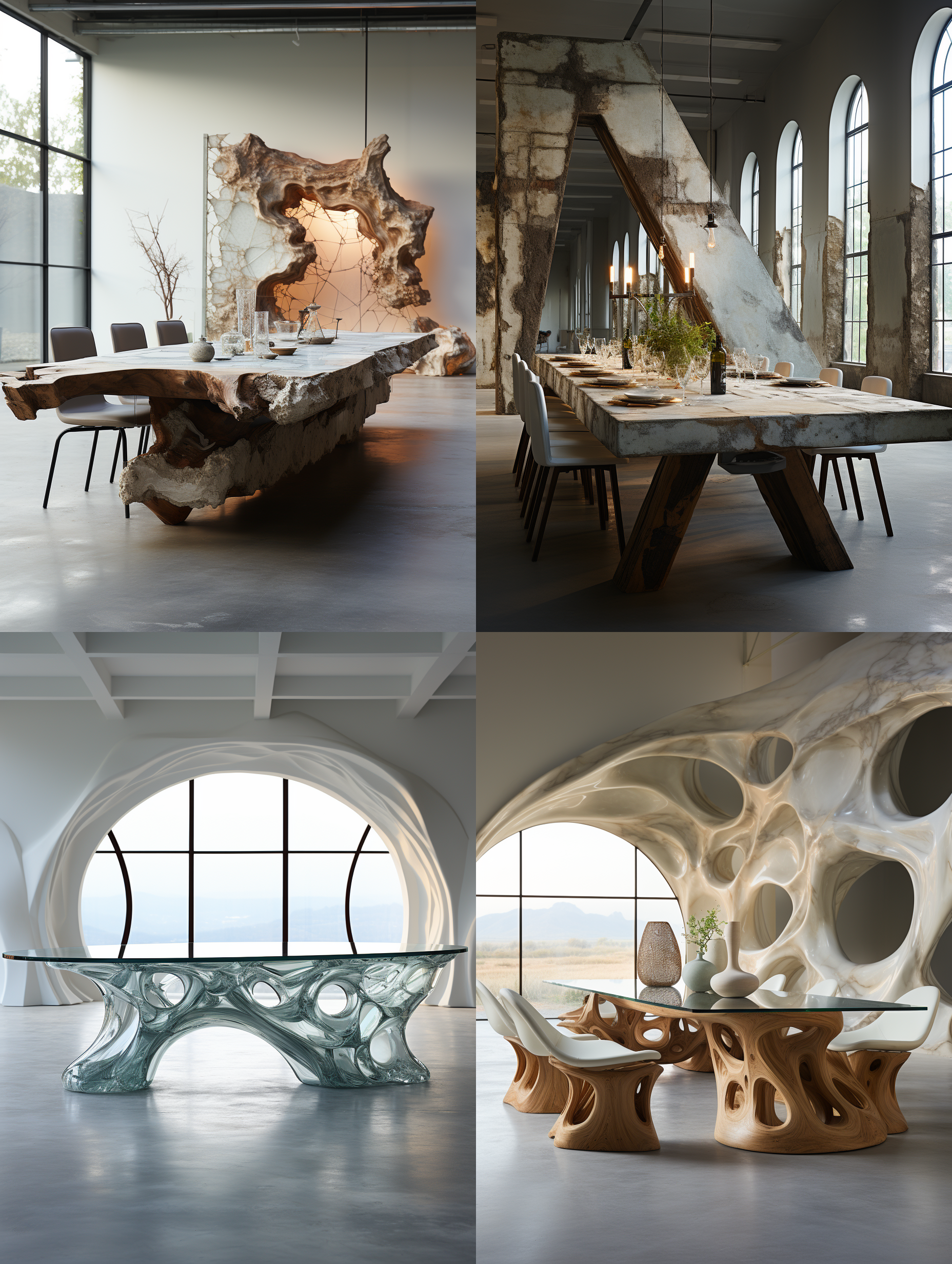 大理石制成的餐桌，仓库环境，白色背景，硬边缘，大理石雕塑，大光圈，全景，静态