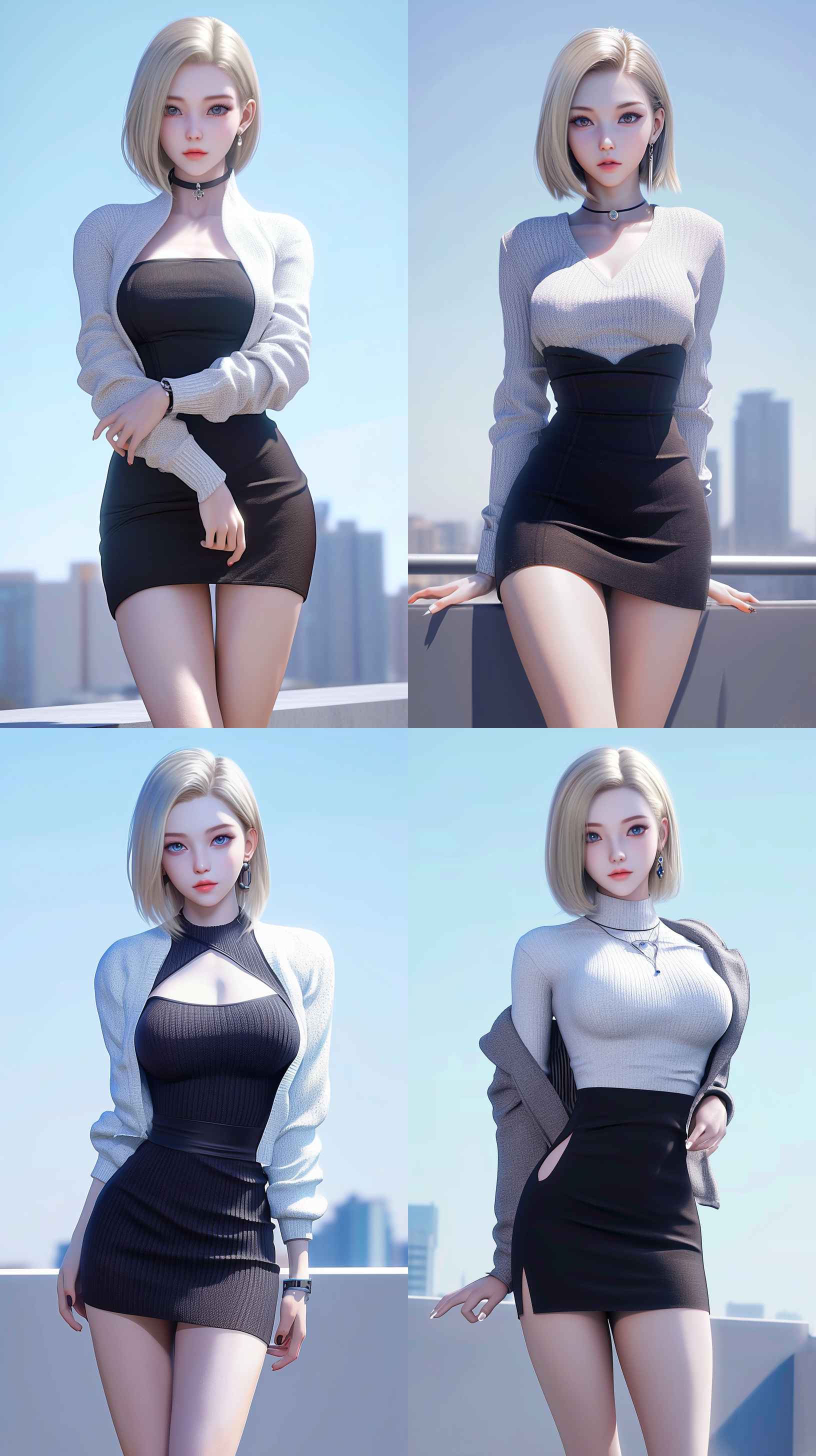 照片写实 oc渲染器 全身 半身 侧身 电影灯光 韩国时尚 裙子 毛衣 旗袍