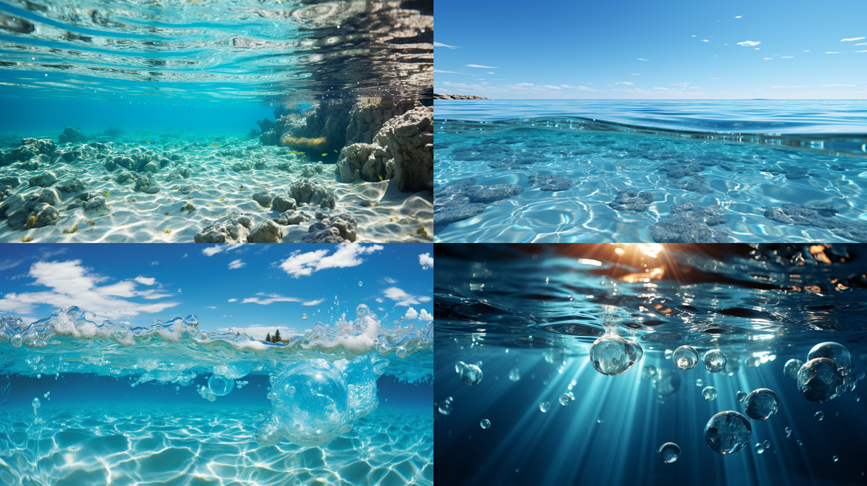 大海，心旷神怡，超广角，虚化背景，简洁。, 