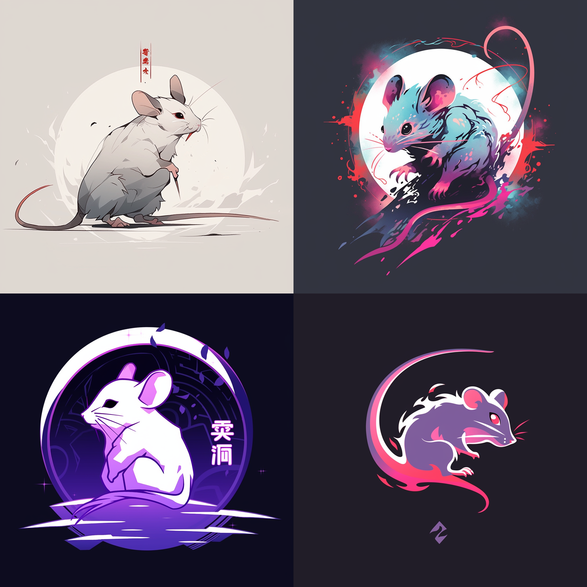 情头生肖鼠少年简约，灰色背景 光绘 元神 标志
