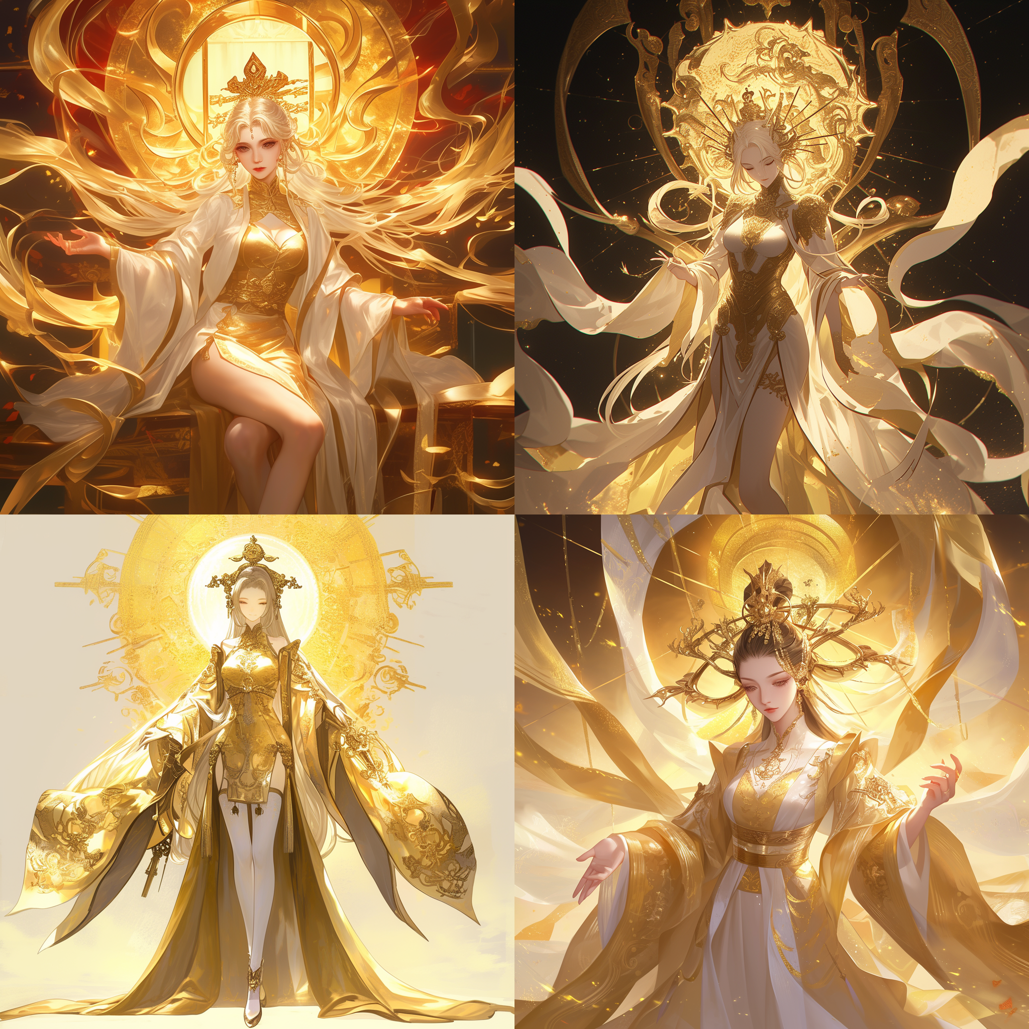 双子座女版圣斗士，金色圣衣，中国美女，s型曲线，大长腿，圣域背景，颜值超高，动作凌厉，侧光，暖色调，细节丰富，神秘感。