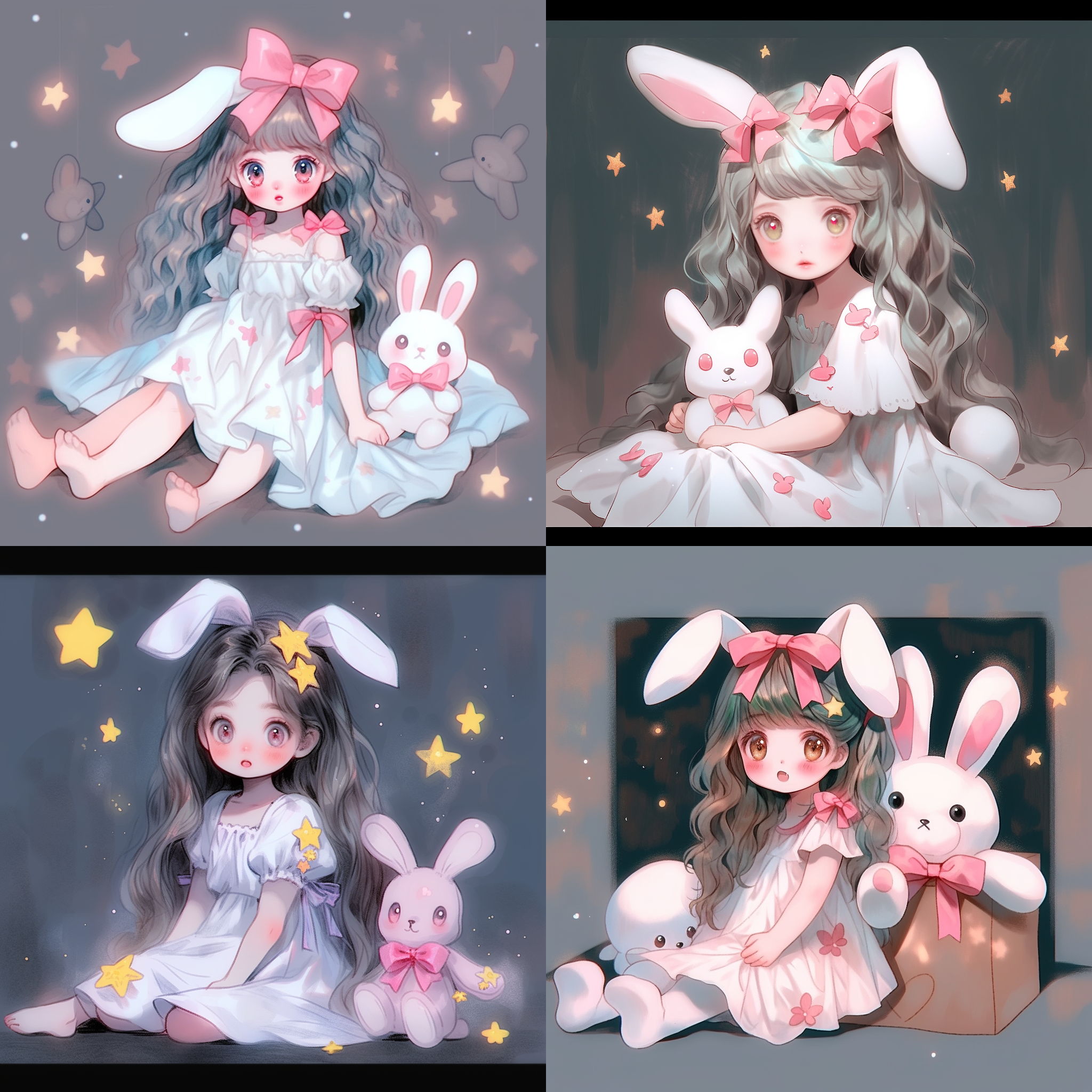 水粉画，可爱风