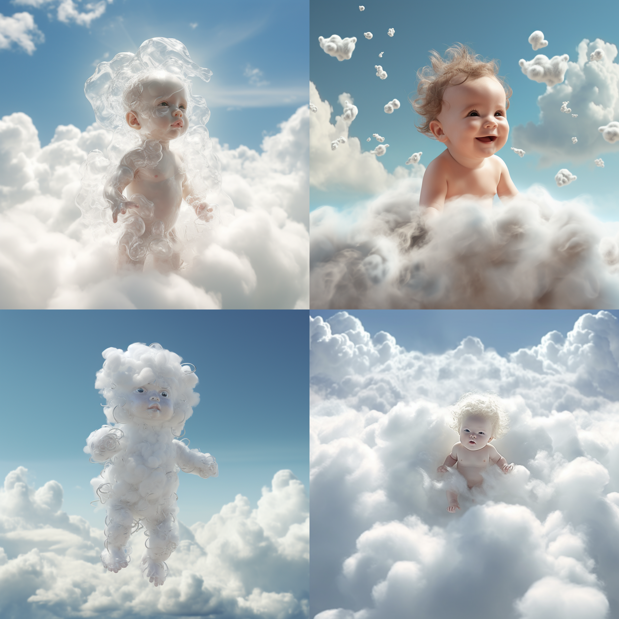 the cloud that looks like a baby in the sky, the abstract baby shape, fine texture, rick detail octane render dslr, professional photography, v6，ar ，3:4