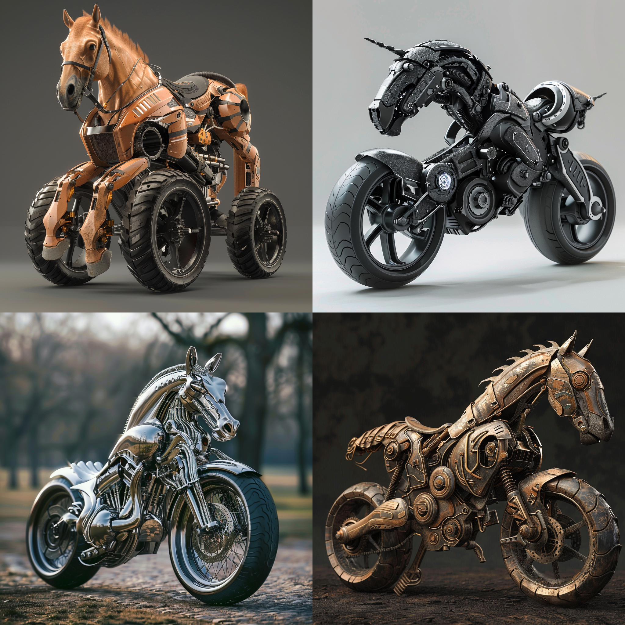 a hybrid of motorcycle and horse