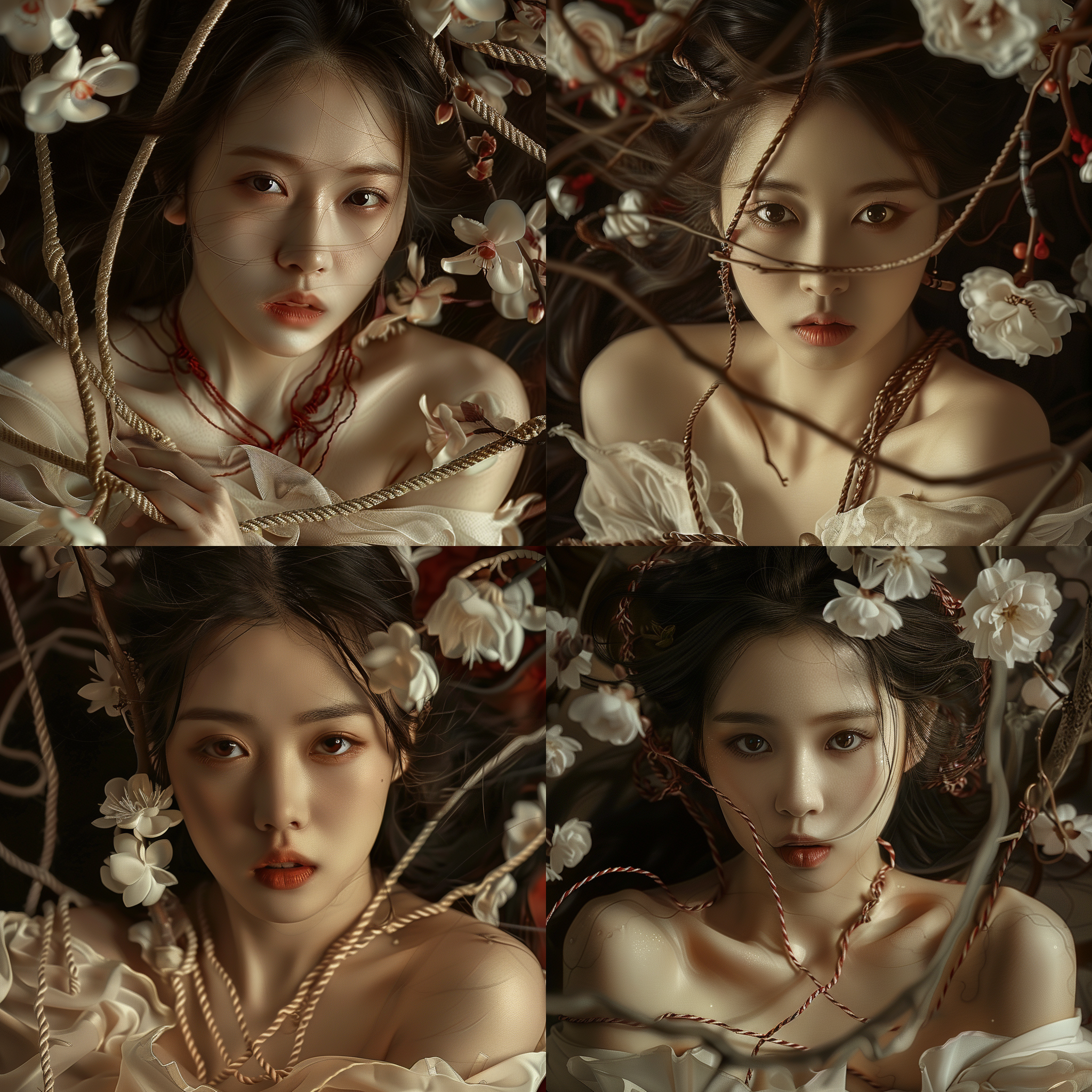 美女，绳子，缠绕