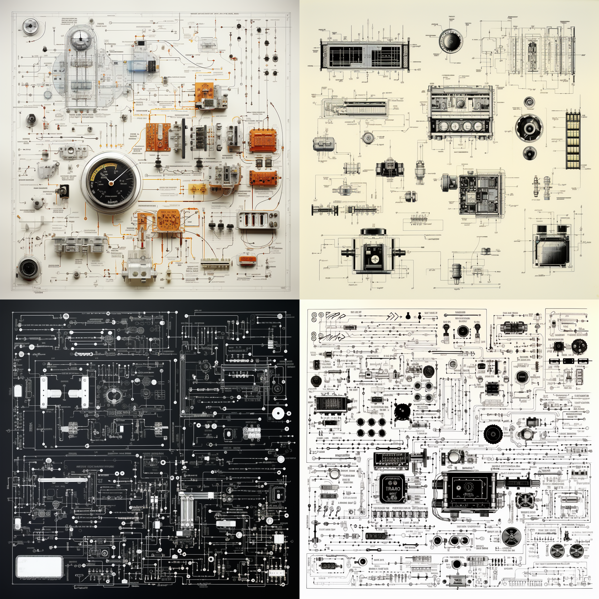 电路图设计，工程图纸，直流至交流转换，400v至1000v，220v输出，线条清晰，标签明确，黑白配色，技术细节，电子元件，符号规范。