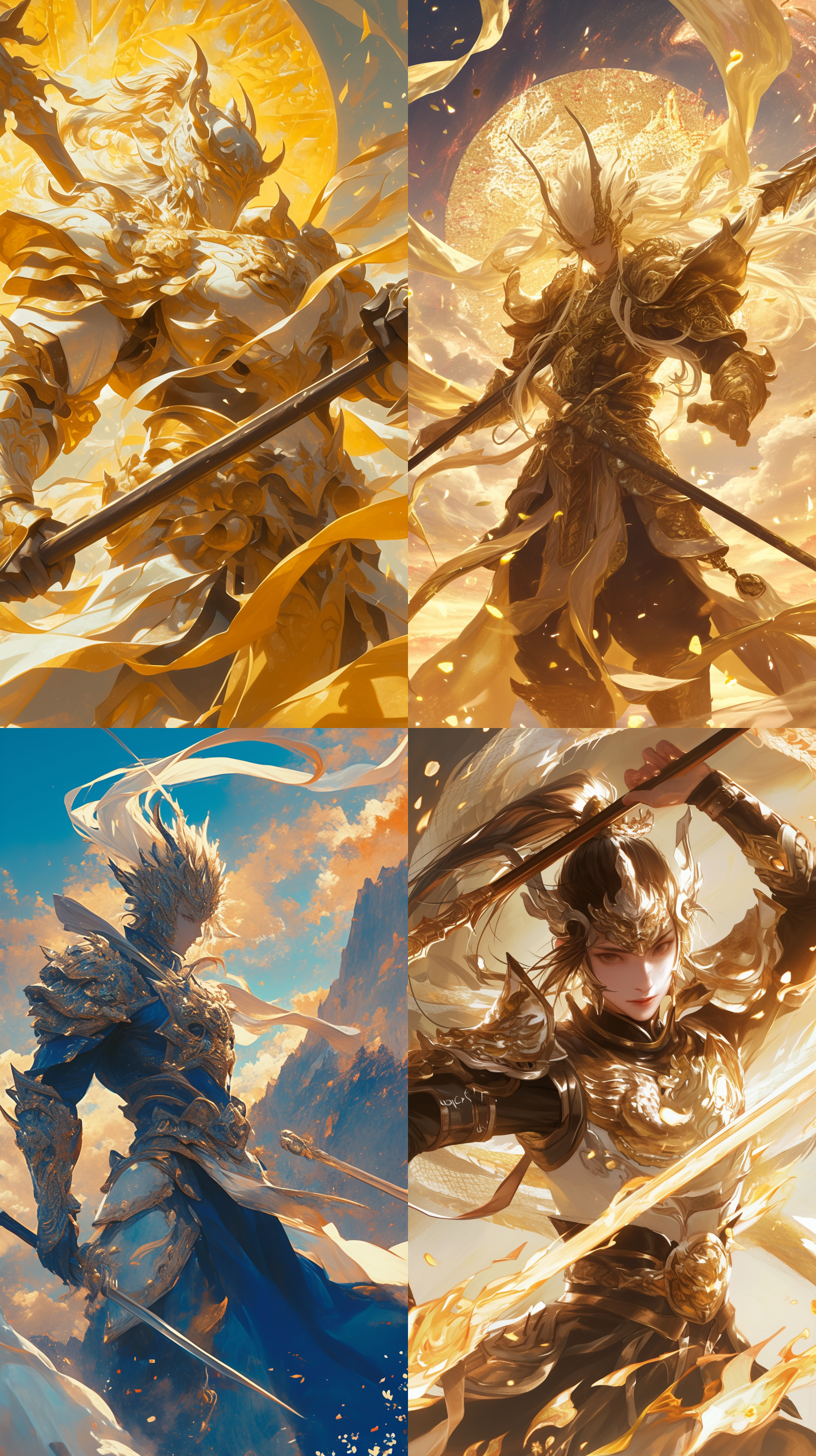 常山赵子龙，雷龙铠甲，长枪，白龙头盔，风火轮，史诗风格，战斗动作，英雄主题，金色调，特写镜头，逆光，壮观，自信。