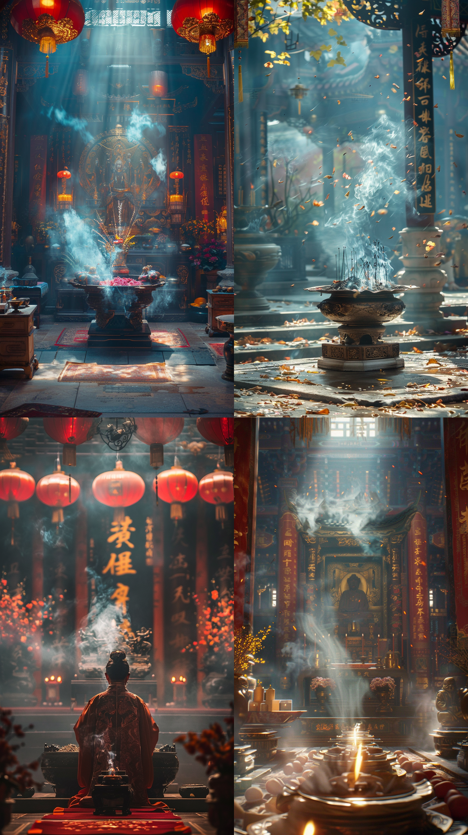 中国传统节日，道观，道士，香火、祭祀，钦赐仰殿 英雄联盟 玫瑰金 奢华金 黑金 浅青 液体黄金 电影灯光 镜头光晕 古代中式 道 禅宗