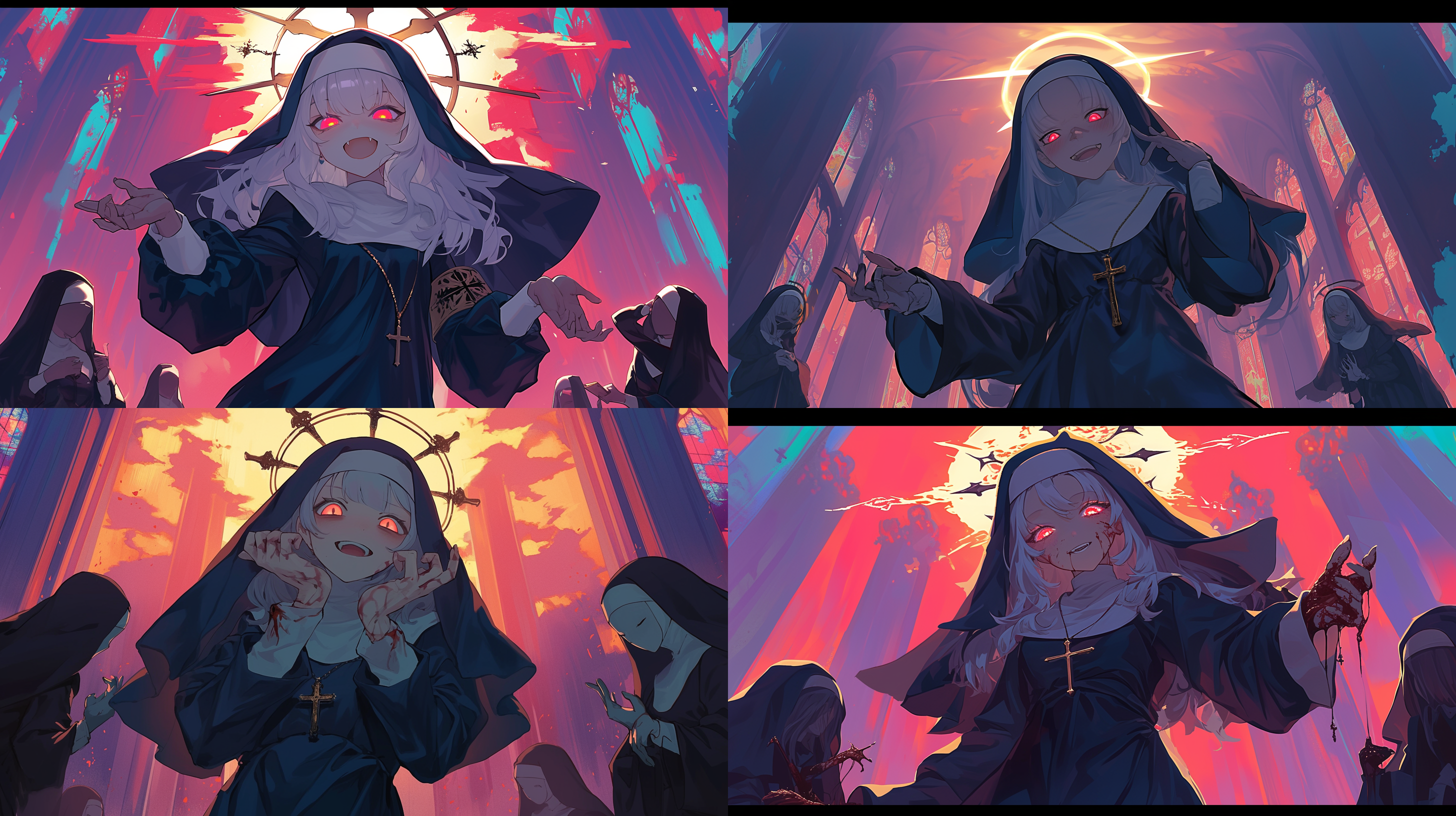 红眼修女，表情病娇兴奋