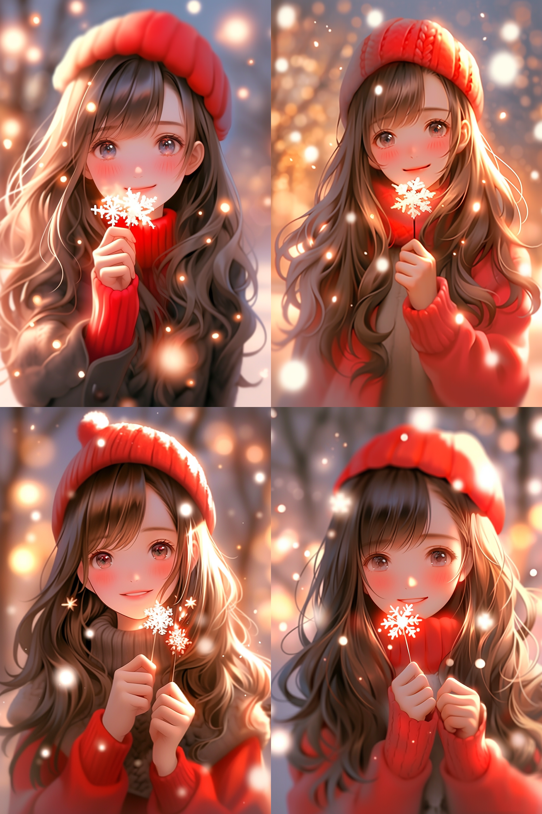 动漫画质，日系风格，少女穿着校园制服，站在樱花树下，粉色渐变天空，大眼睛，微笑，逆光拍摄，柔和色调，背景虚化，手持相机，欢快。