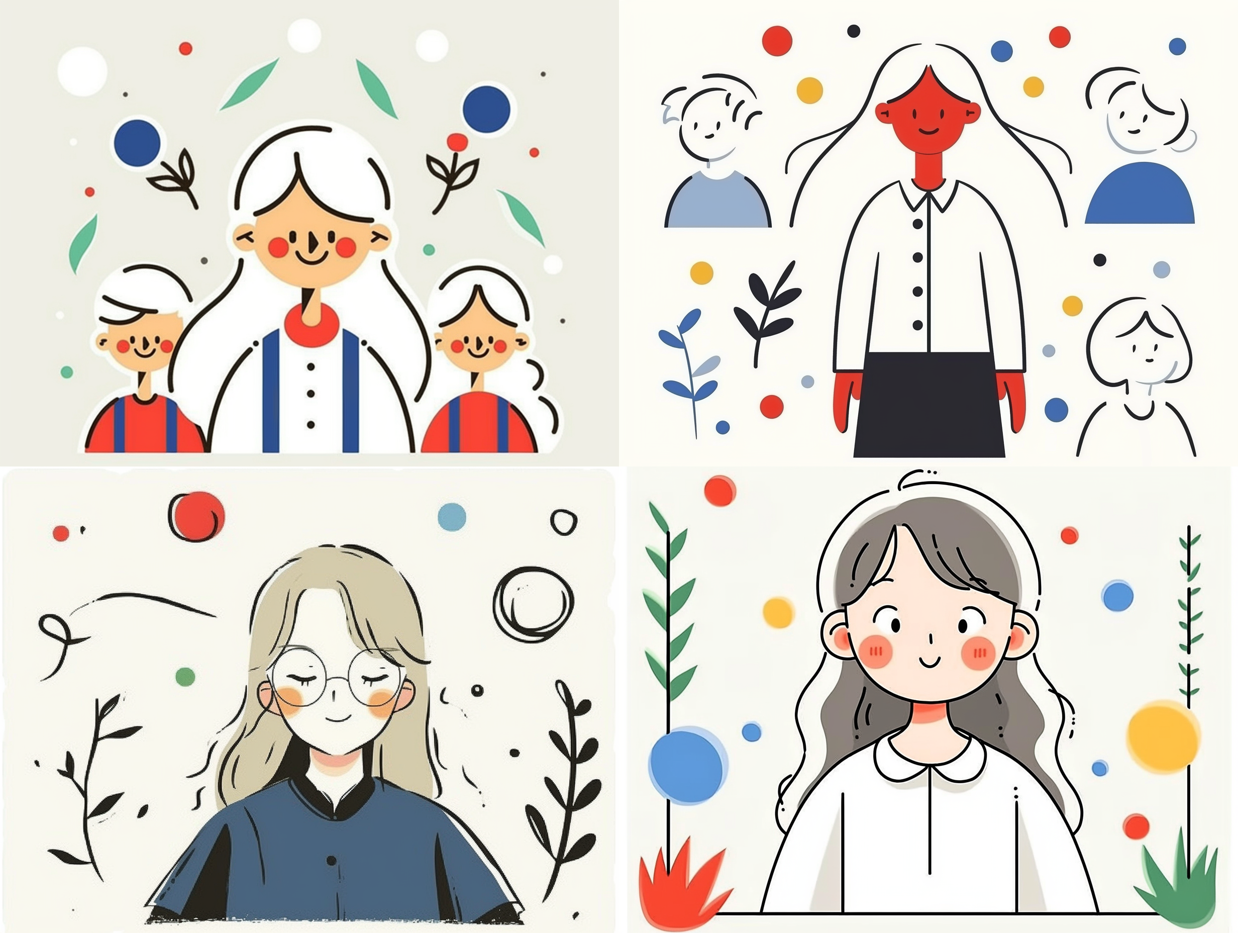 插画风格 年迈的老人