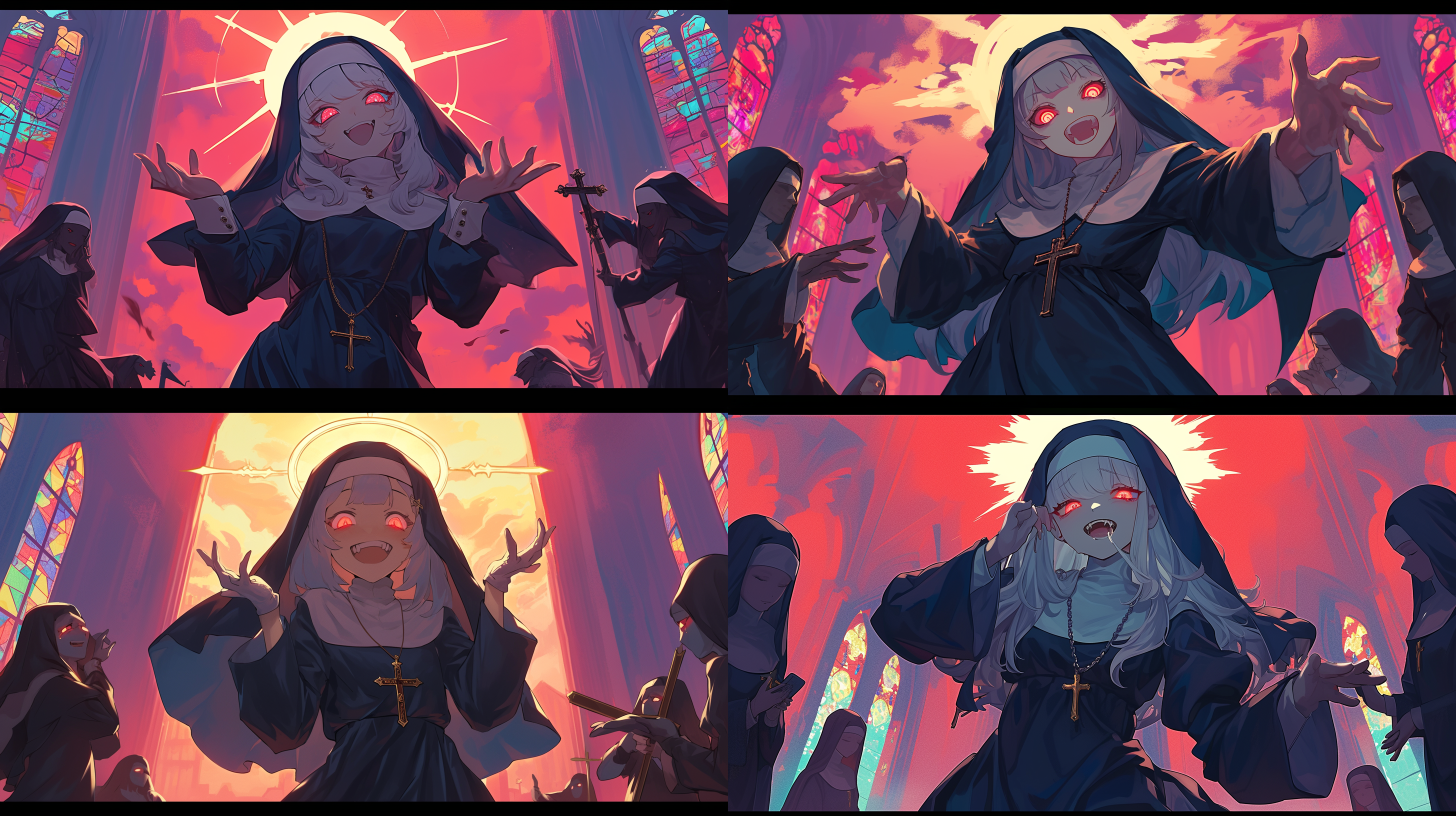 红眼修女，表情病娇兴奋