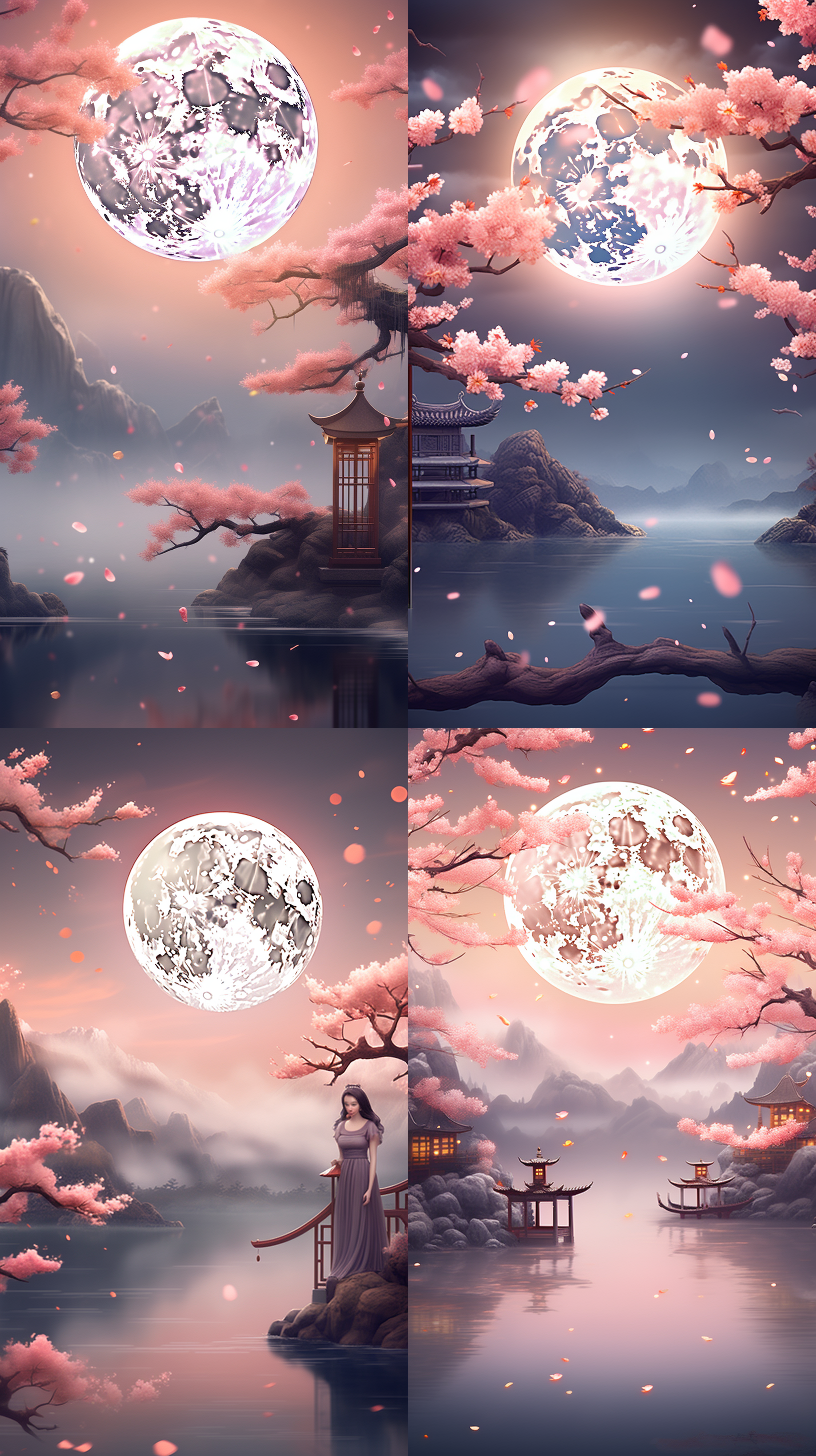 dream and fairy flying moon chinese style elegance, peach blossom,quiet ,beautiful ,high details, soft moonlight, jade rabbit, soft colors, soft lighting, 8k new happiness, deep details, clear layers, high quality, high definition and new love rendering hd