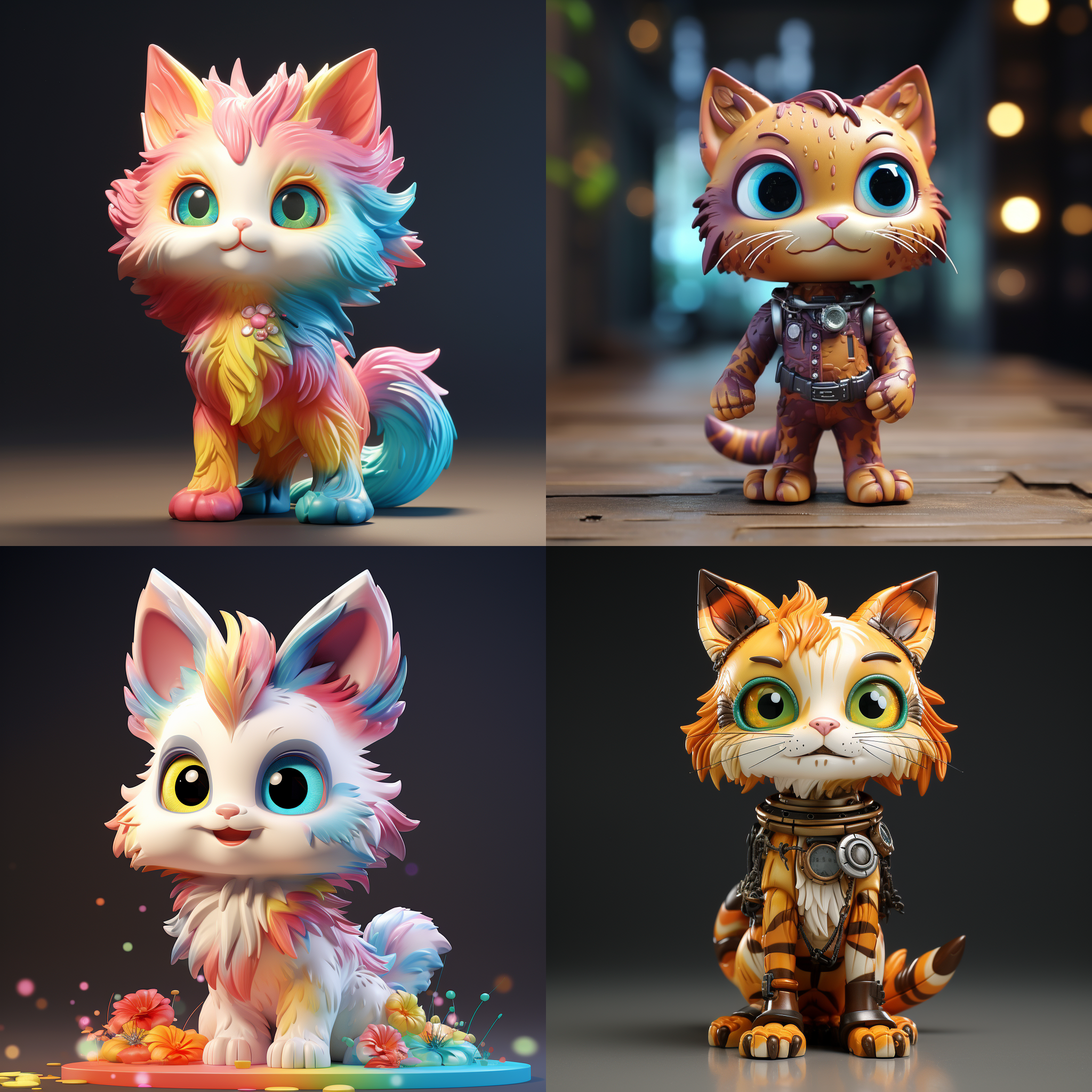 布偶猫面对镜头，色彩丰富，高端设计，ip盲盒形象，4k展示，卡通写实，自然站姿，任务设计细节，可爱多彩，高饱和度，自然配色。