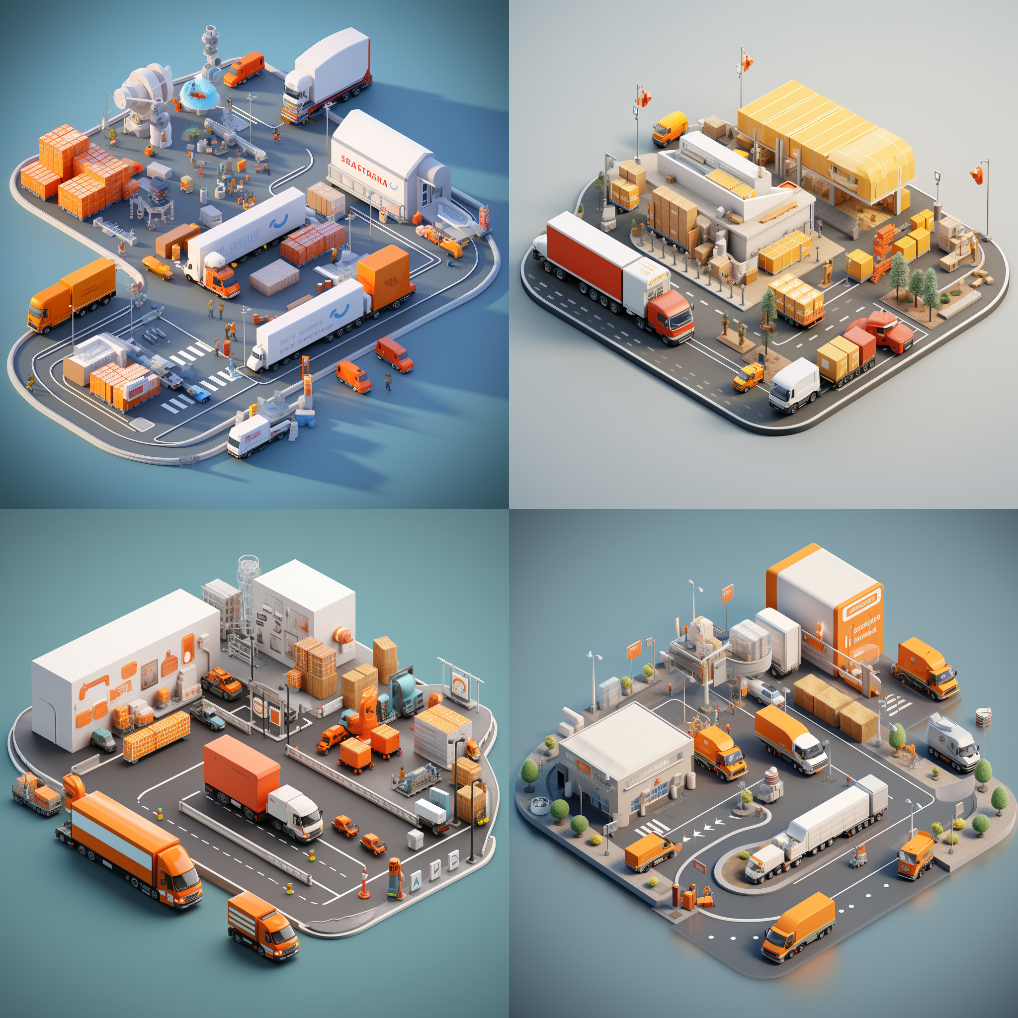 smart logistics, isometric view, c4d ,ar 3:4,v 6.0,s 250