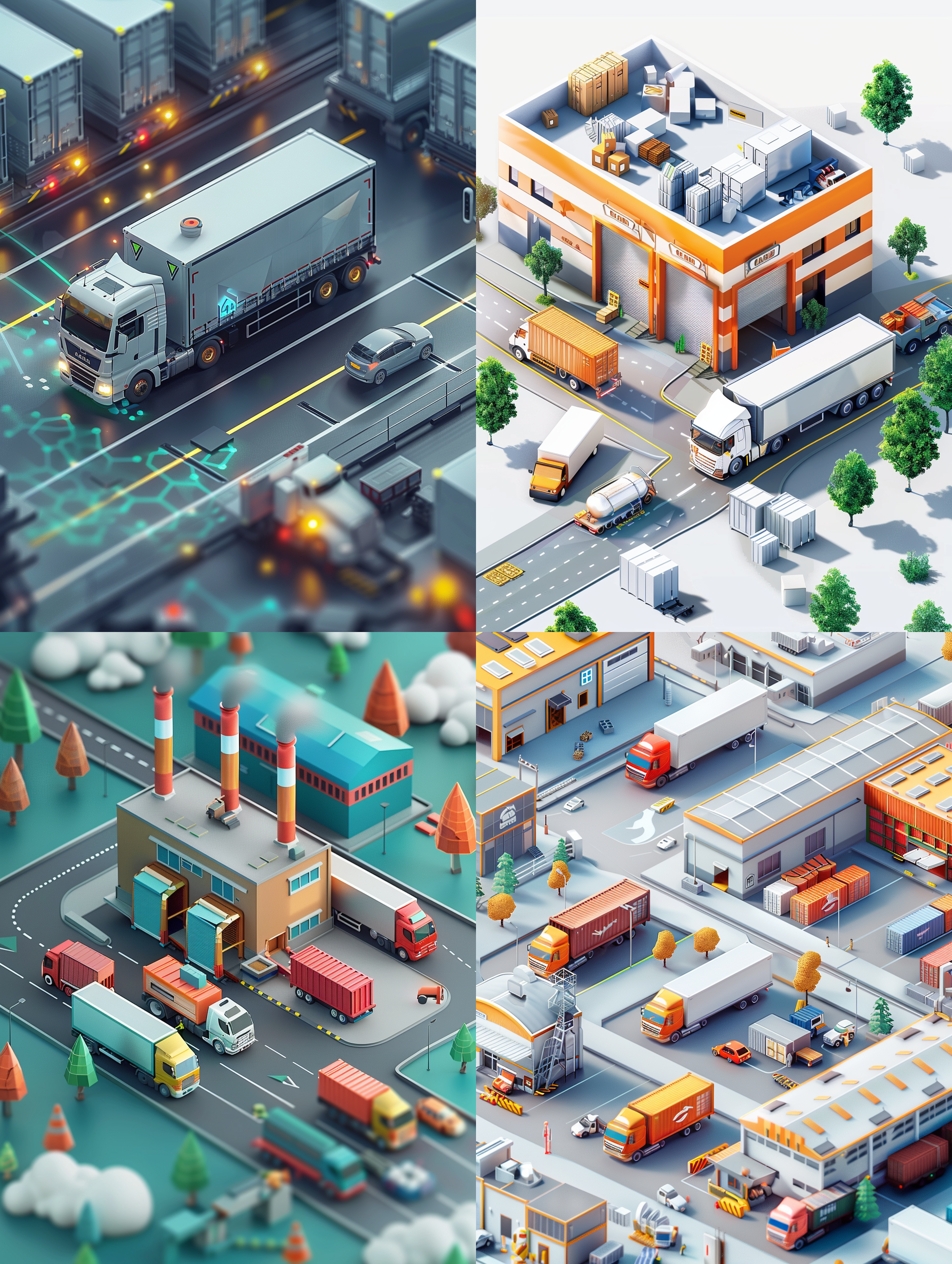 smart logistics, isometric view, c4d –ar 3:4 –v 6.0 –s 250
