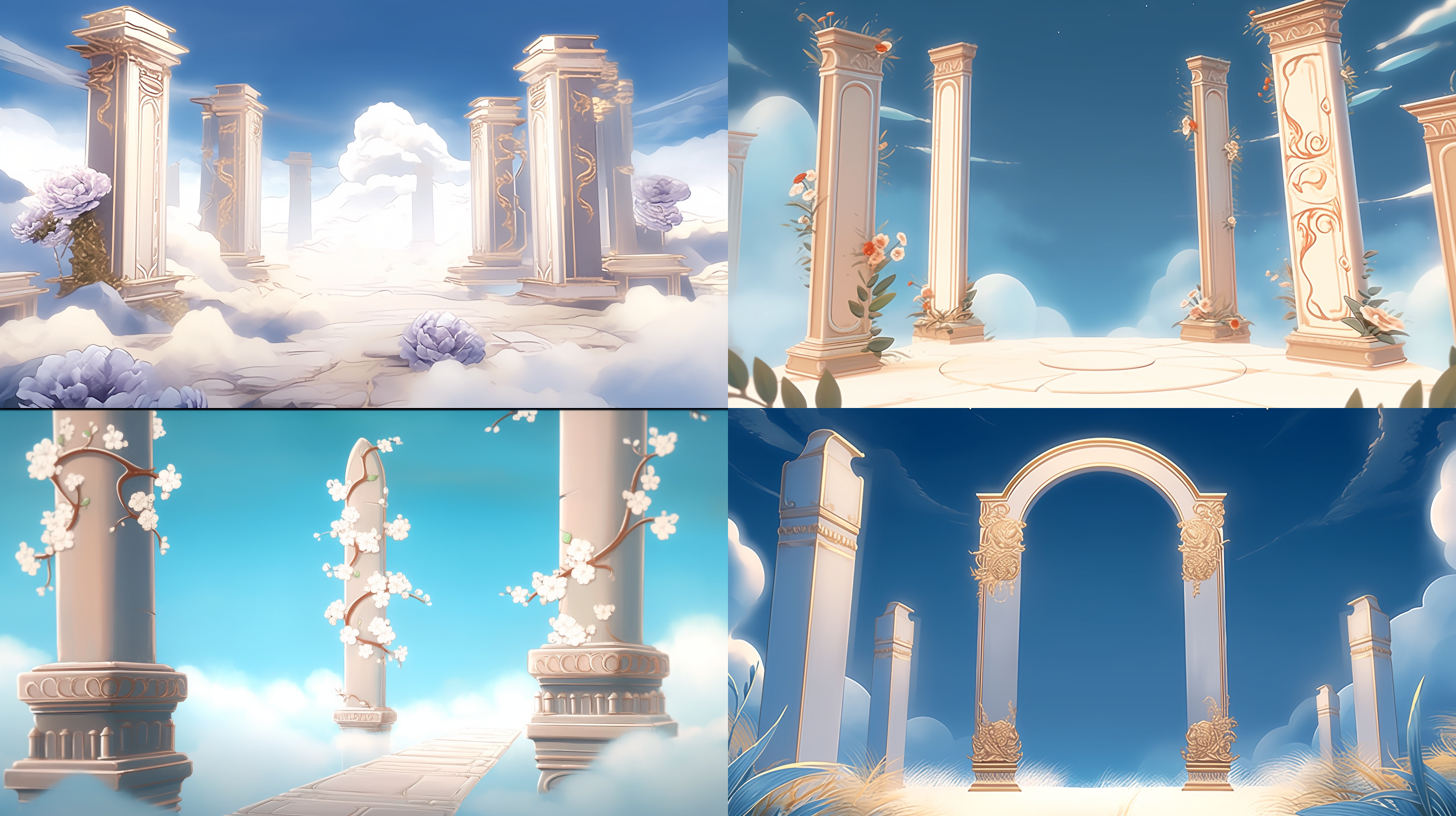 天蓝色，中国绣金工艺，鎏金，流金，极简色场，写意，留白，有机形式，简单的蓝色背景