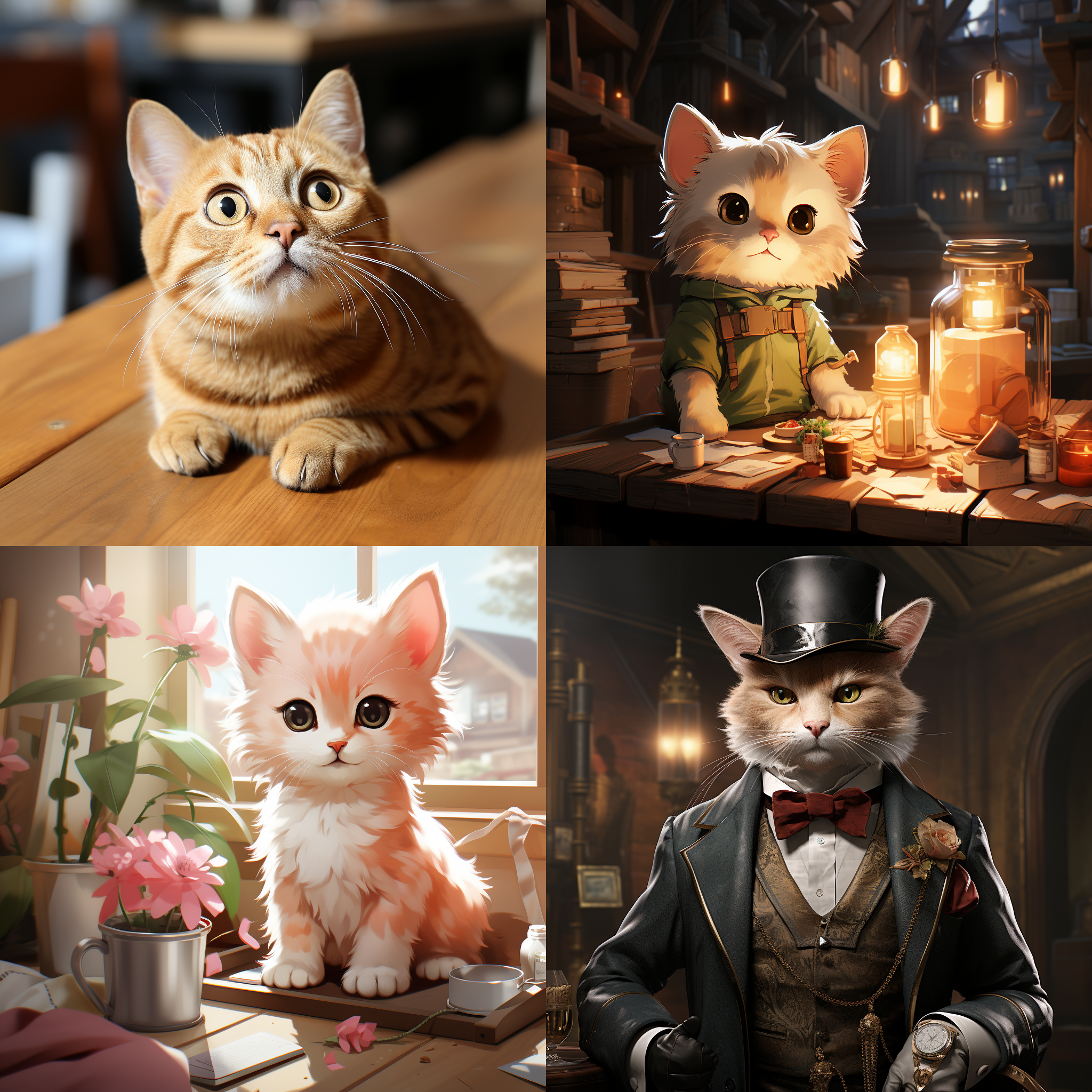 jpeg或png750＊400不超过500kb，可爱猫猫拟人化，生活场景，面部表情丰富