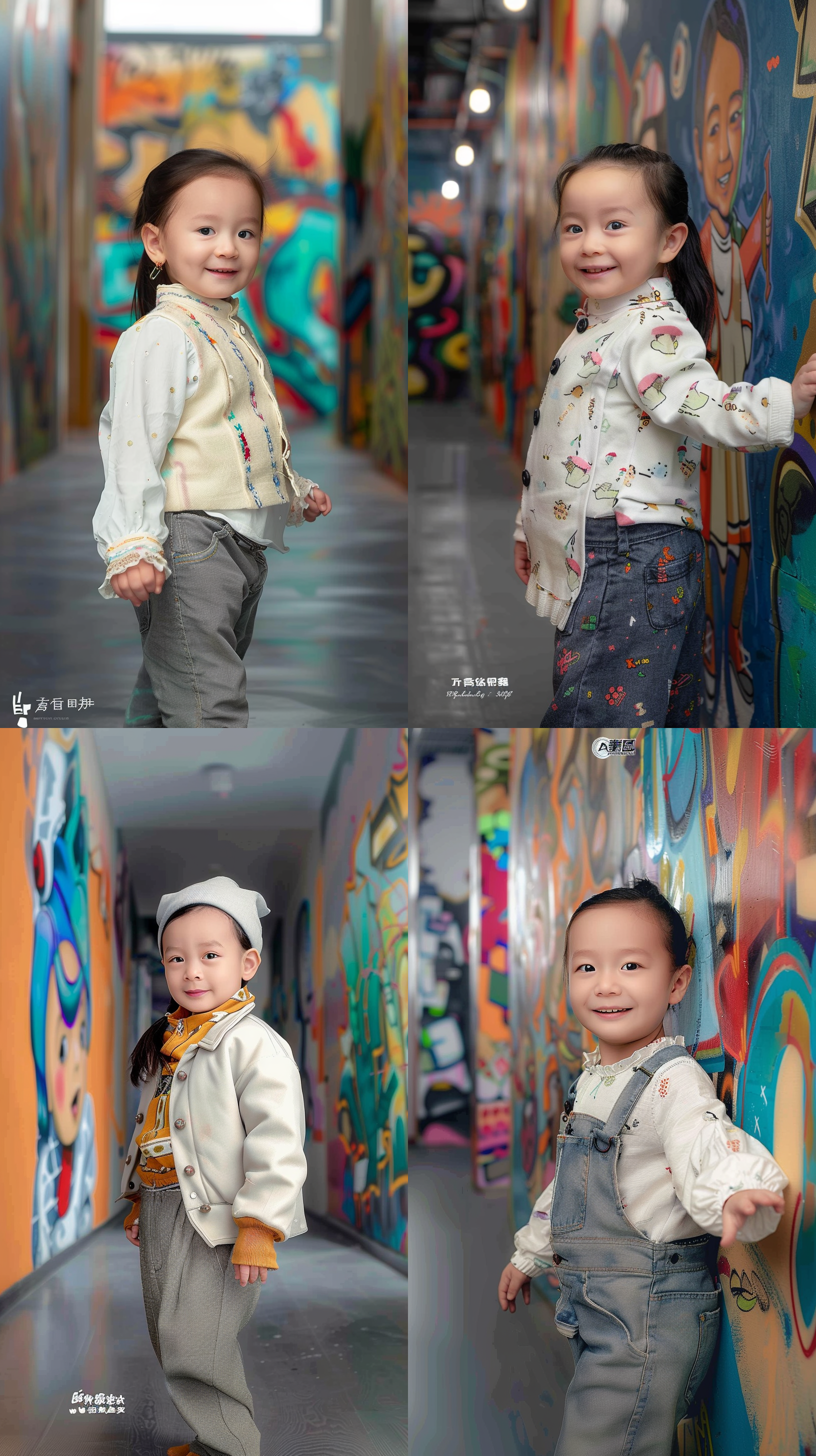 20个月龄的婴儿在婴儿照护中心里，活泼可爱，能稳稳的走路，对周围环境充满好奇和探索欲望，是一个涂鸦小能手，喜欢在墙上涂鸦，穿着舒适衣物，室内环境，中焦镜头，自然光，温馨色调。