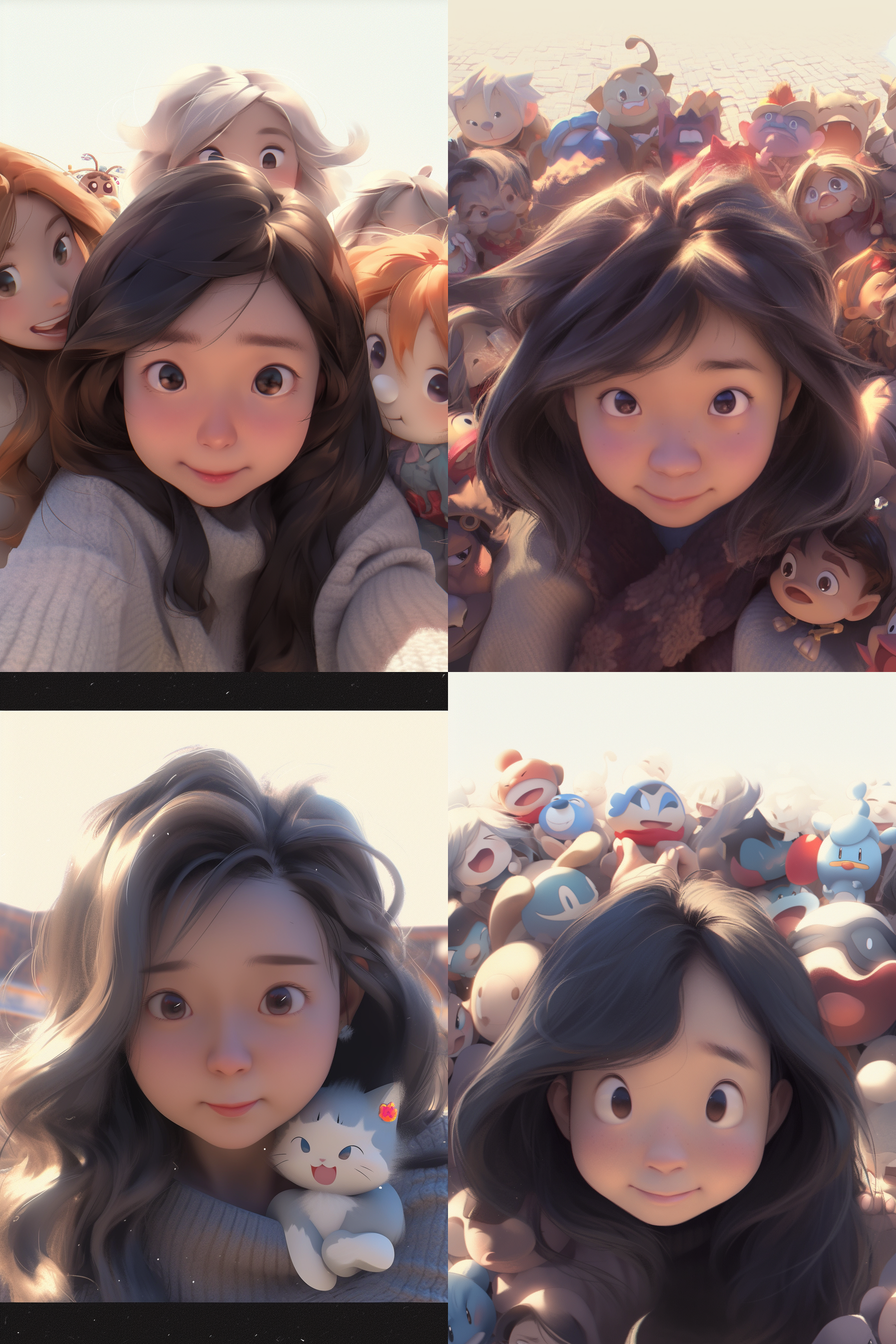 迪士尼动画人物，皮克斯风格，干净的背景，人物看着镜头，捕捉原始情感，肉桂照明，光线跟踪，细节丰富，3d渲染，可爱风格。 