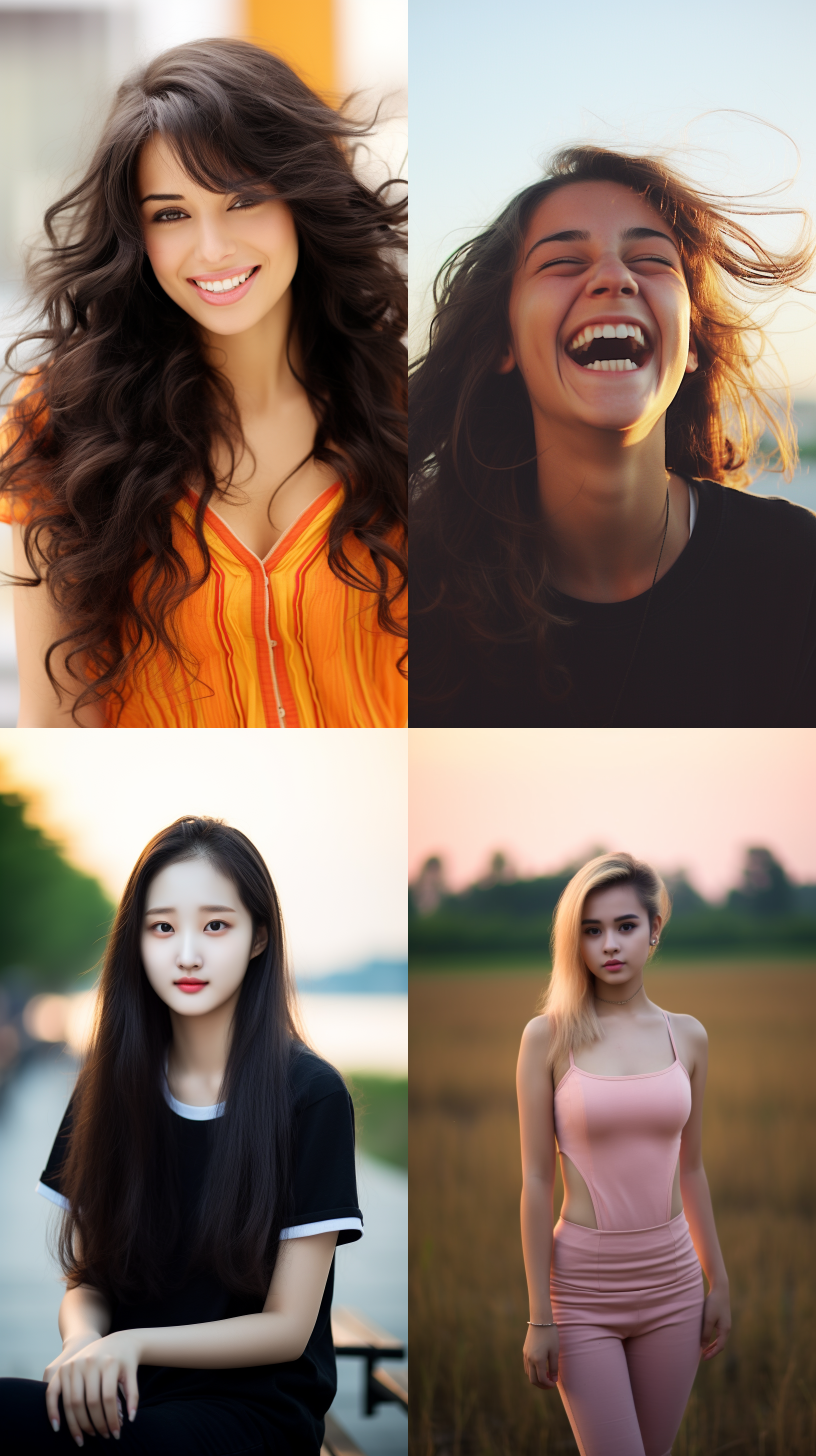 中国模特，夏日海滩摄影，沙滩上，活泼笑容，清晰明亮，户外环境