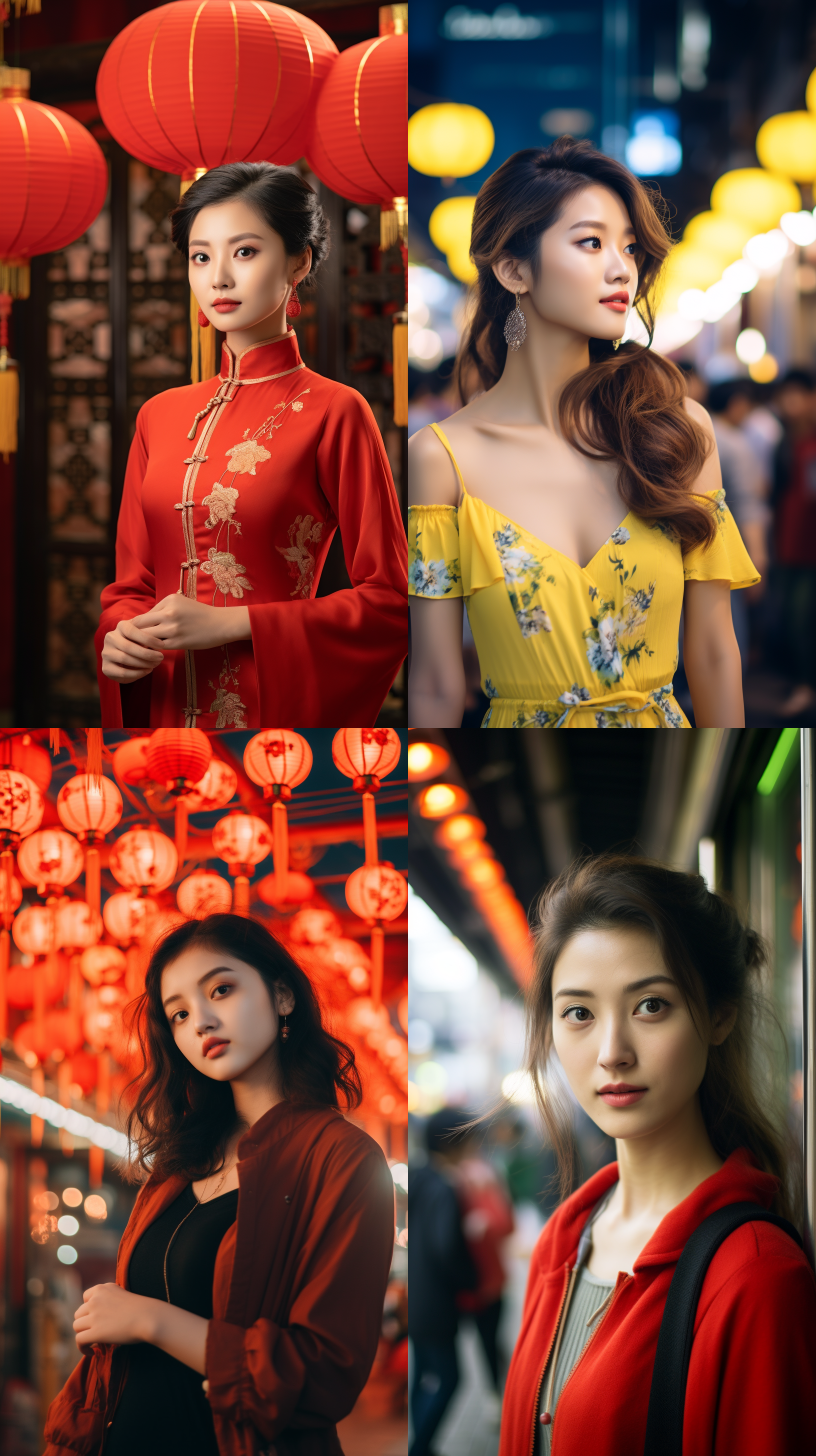 明亮色调，港风中国人像，肖像镜头，明亮光线