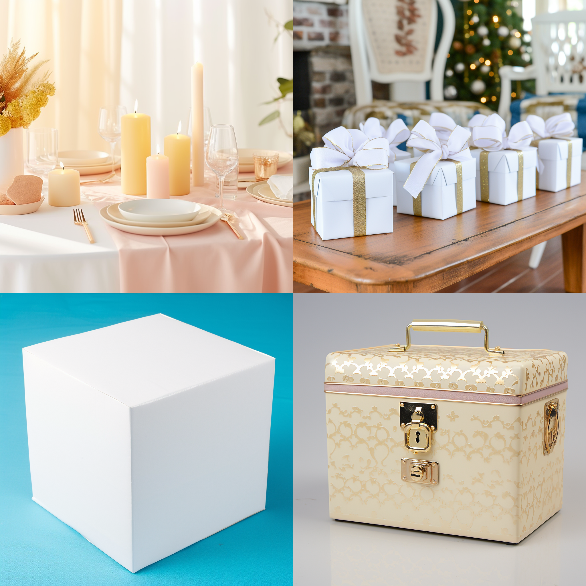 精美盒子包装，白色桌面，白布