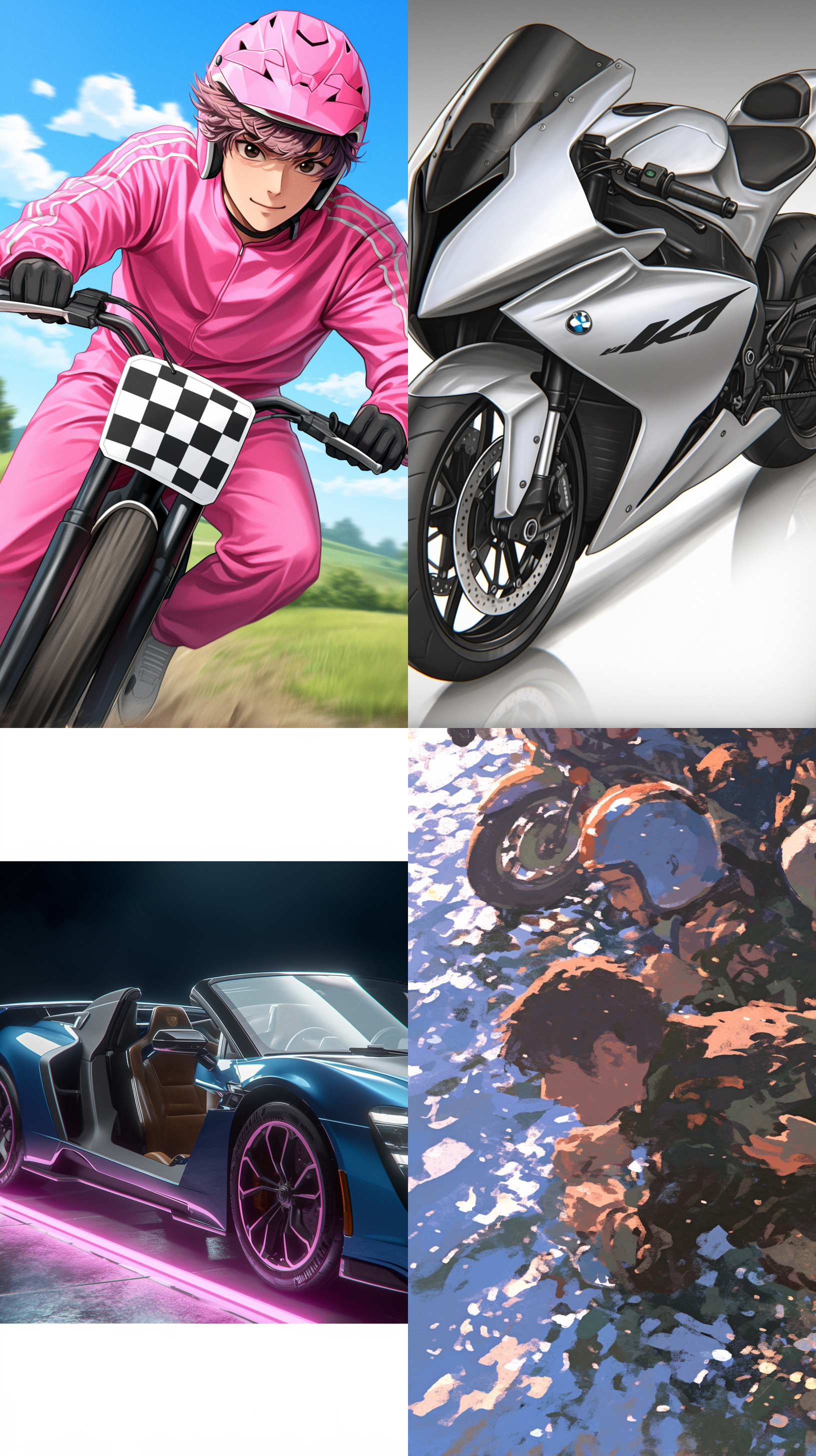 机车展，汽车，高科技，科幻，新型，新颖，流线型，高大威猛，底座，高把，梦幻背景, 数码复古，led灯光，宽广角度，霓虹色彩，反射，动感设计。