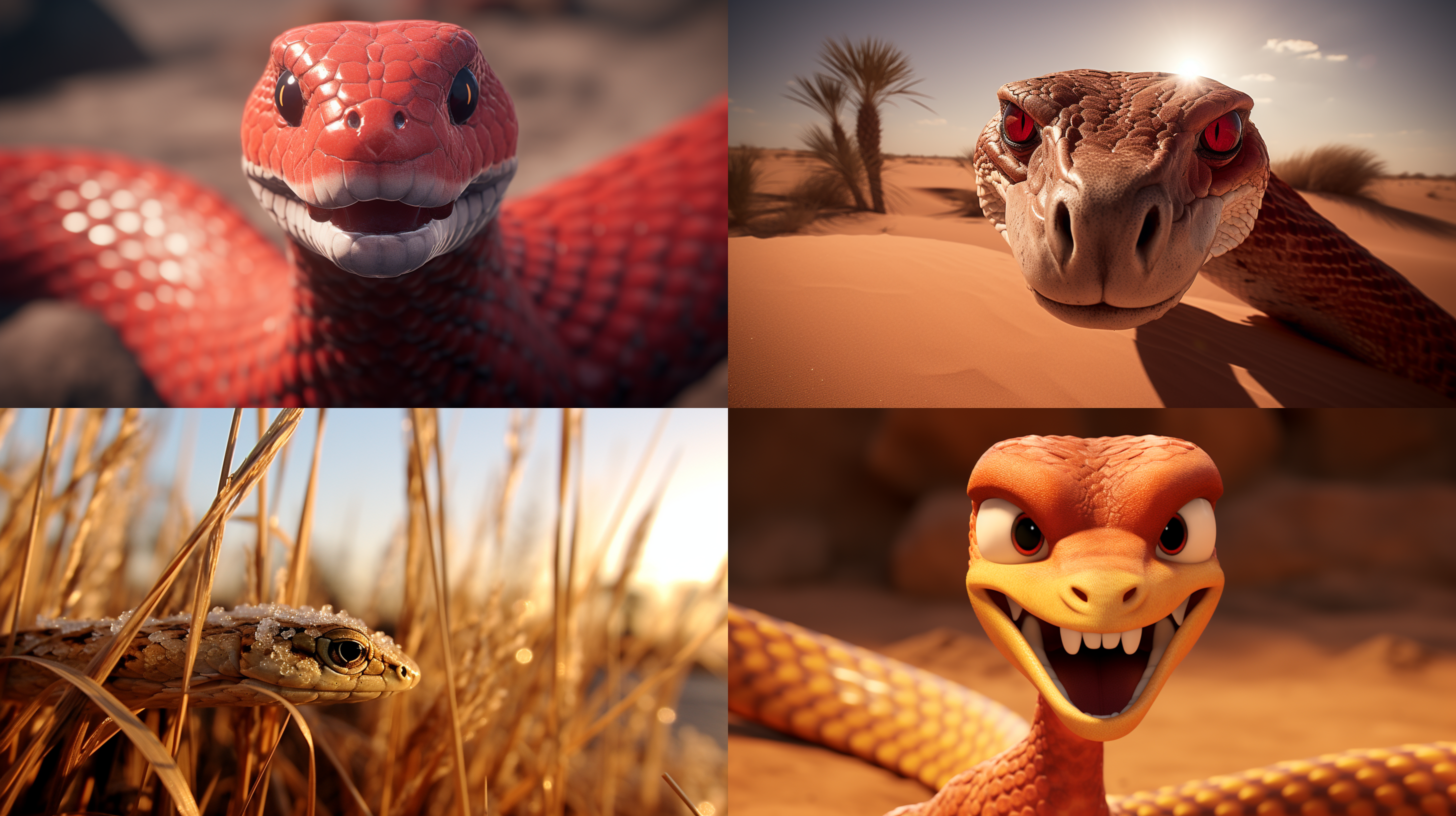 蛇自然环境，日落光线，细节丰富，明亮