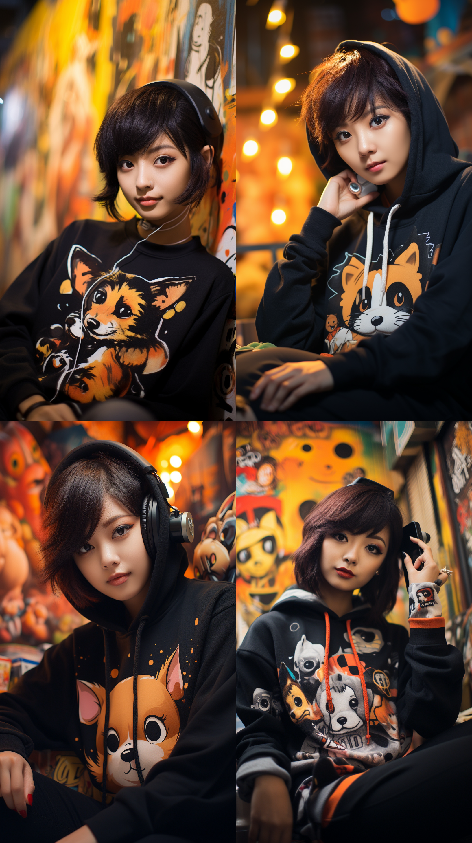 1girl,asian,(masterpiece, best quality) personal,round face,eye,cute shiba dog graffiti t-shirt,in the bedroom,selfie,short black hair,qi liu hai hairstyle,kawaii,(looking at the audience:1.4),dof depth of field,
