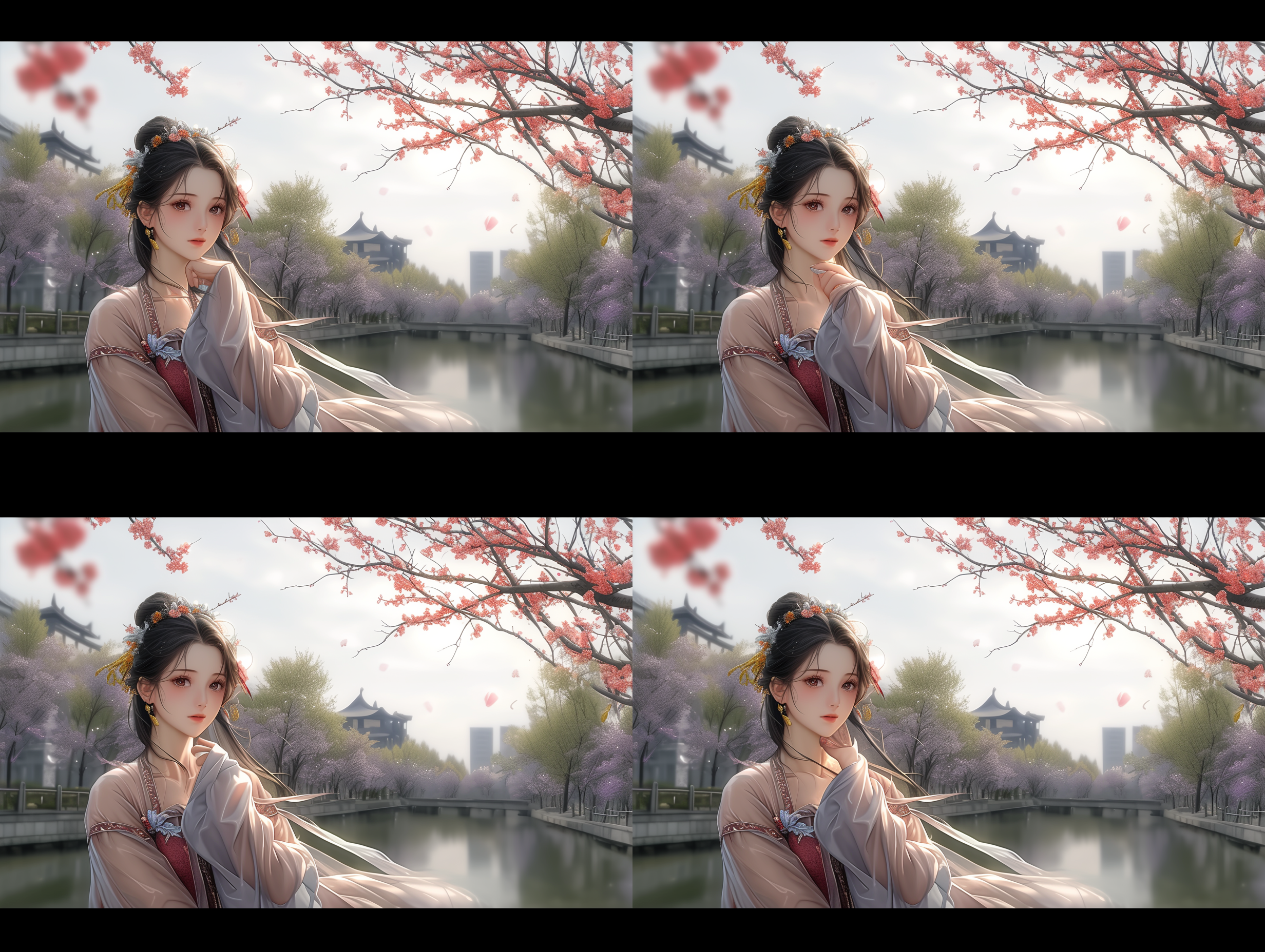 春风十里桃花香，伊人红妆白日鲜。