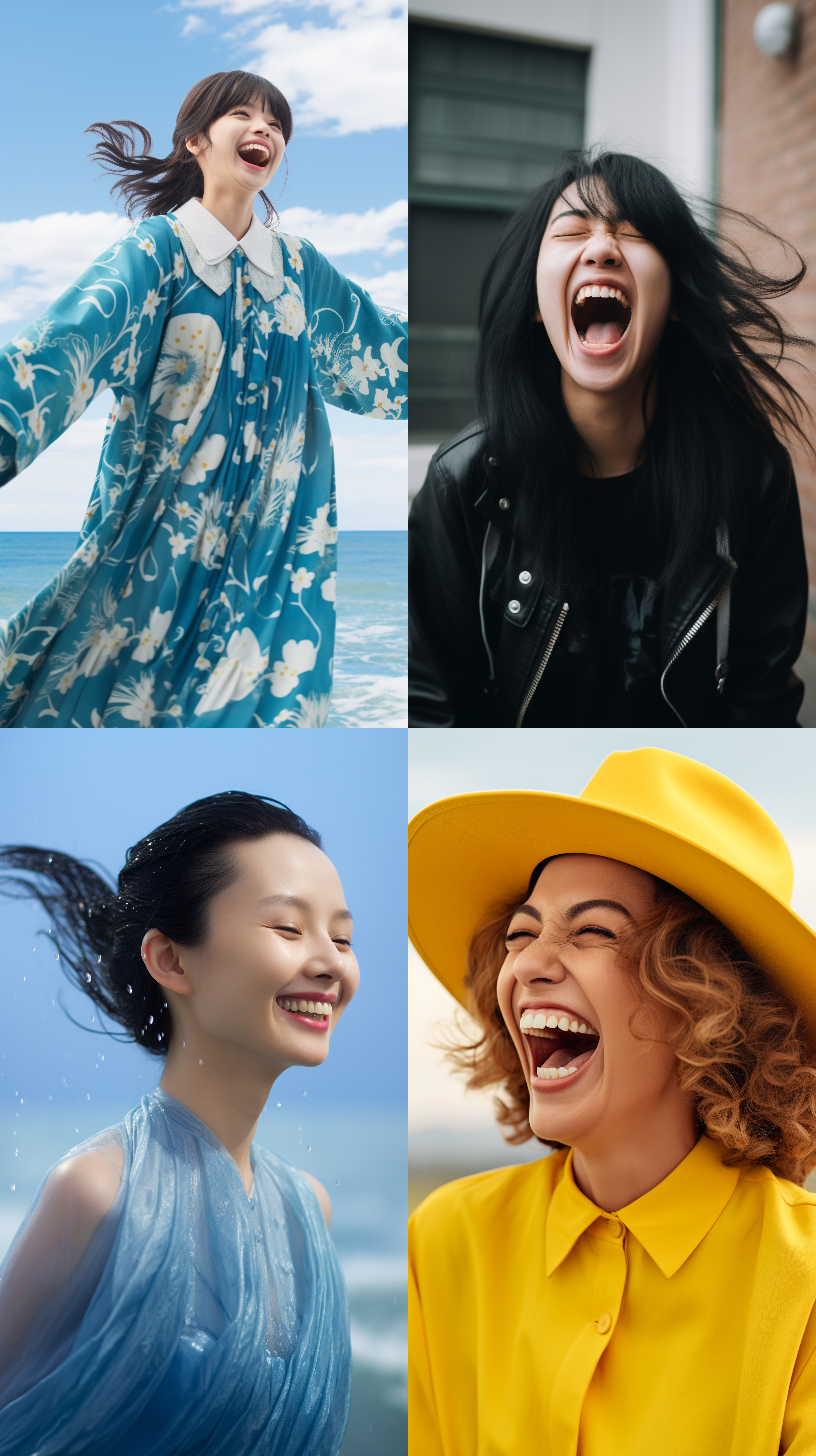 中国模特，夏日海滩摄影，沙滩上，活泼笑容，清晰明亮，户外环境