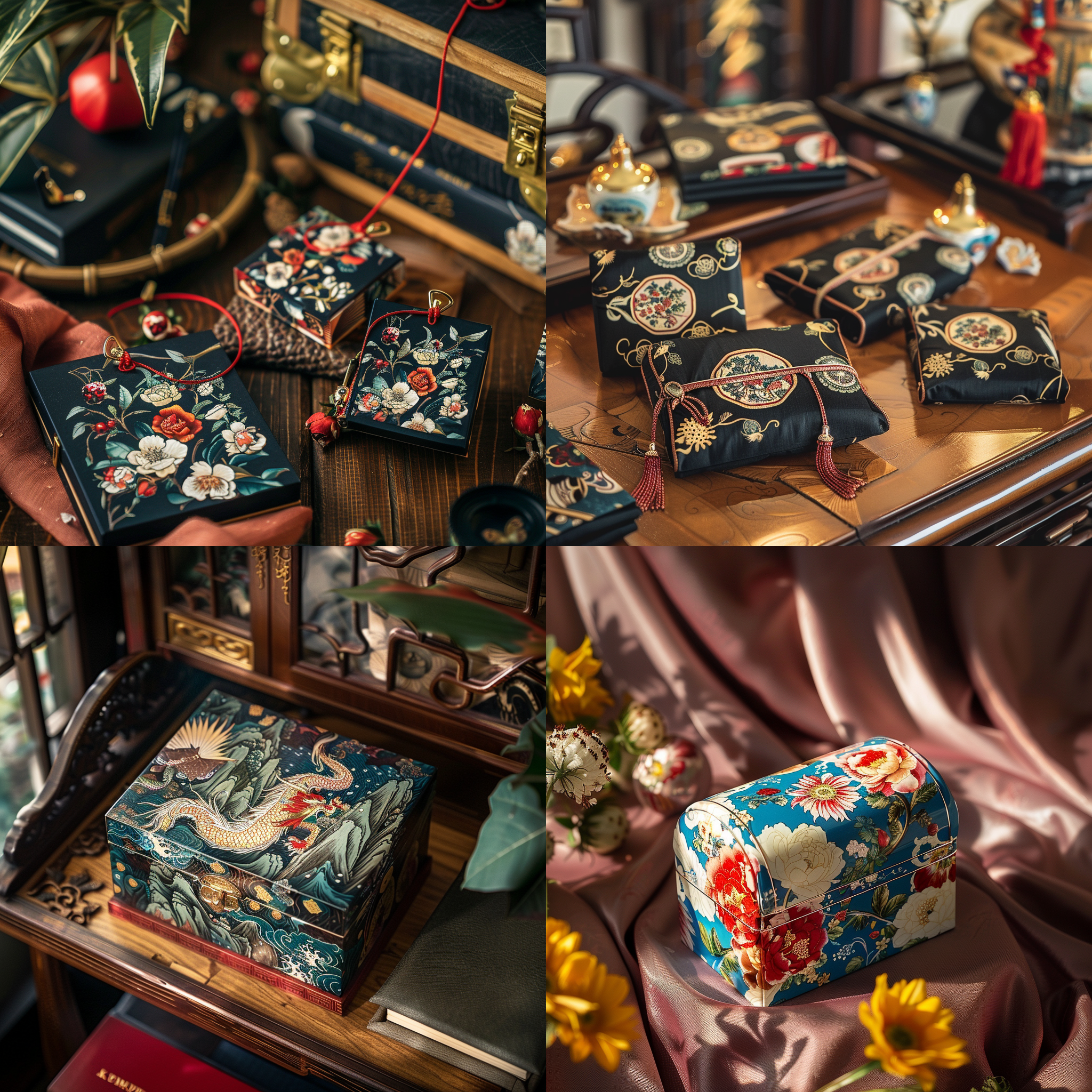 精美盒子包装，桌面，布