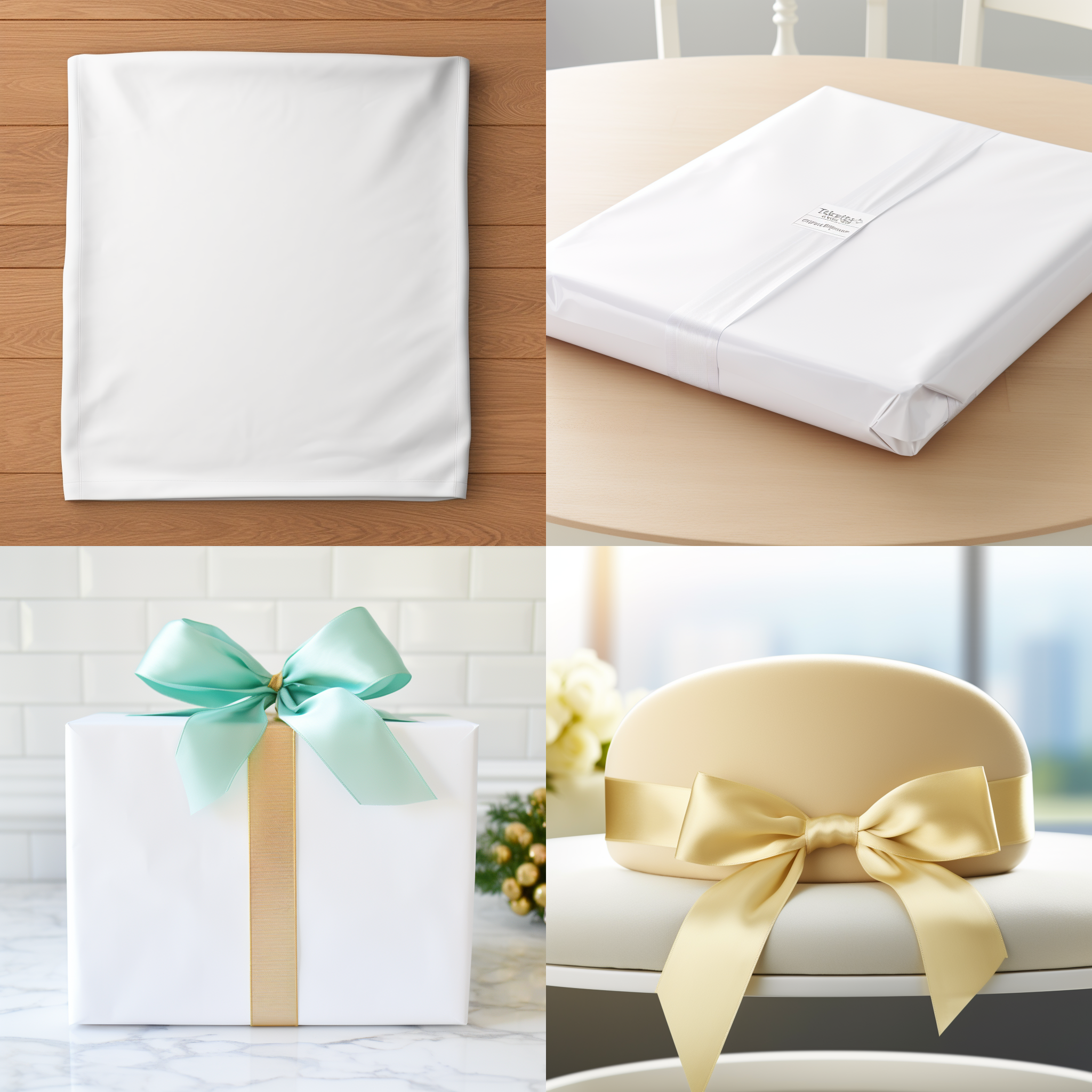 精美盒子包装，白色桌面，布