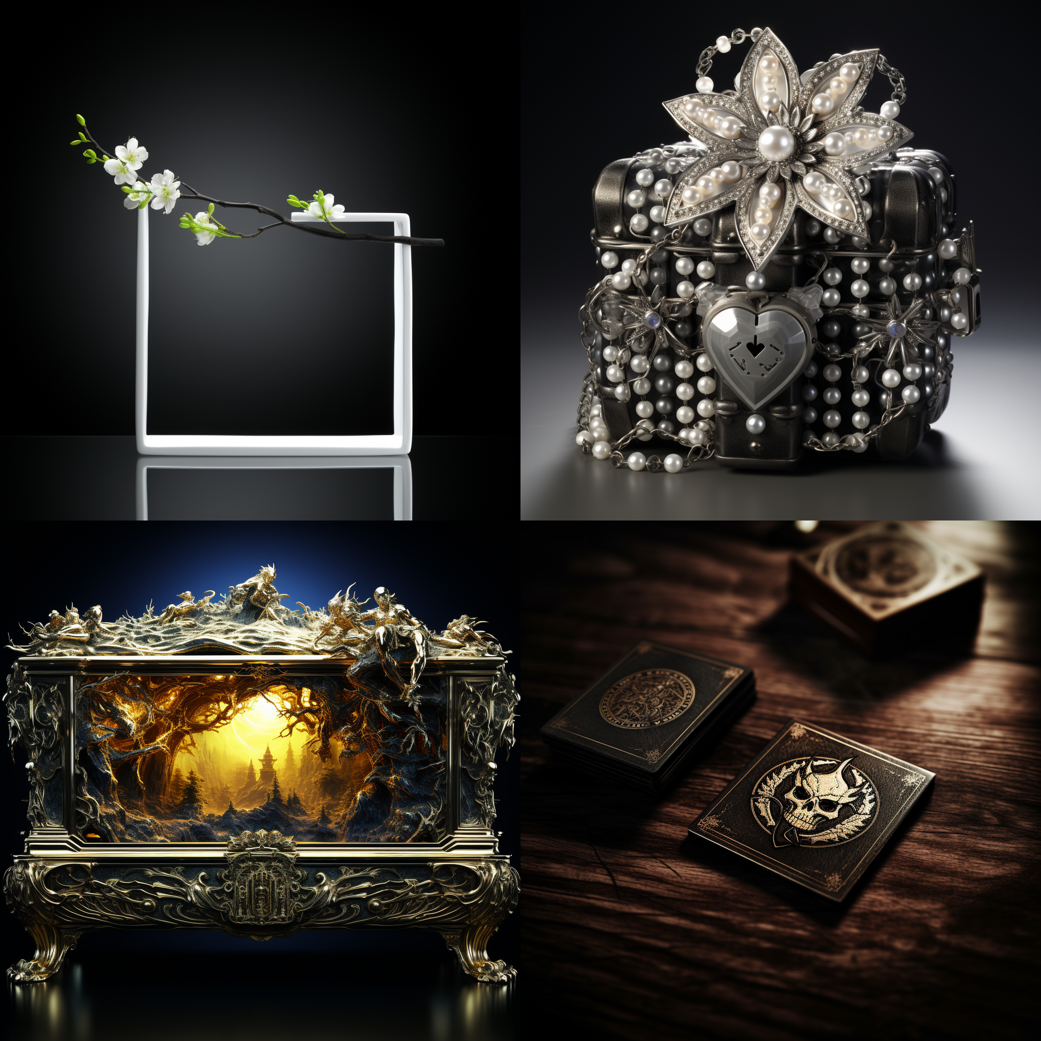 盒子为主题，精美盒子，白色桌面