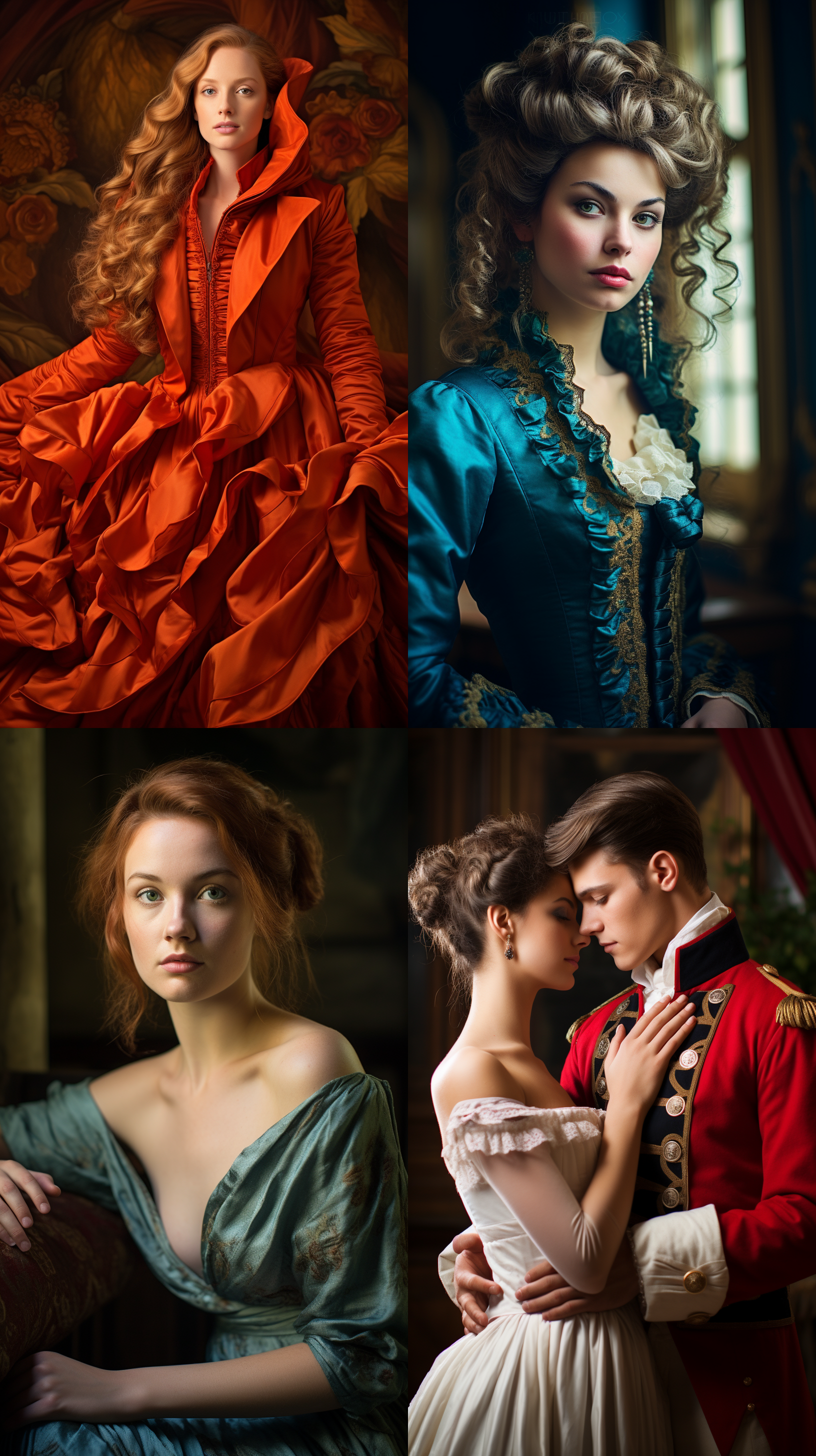 室内拍摄，明亮色调，模特穿着古典服装，侧面肖像，柔和光线，中焦镜头，端庄表情，优雅动作，传统元素，油画效果，温暖情感