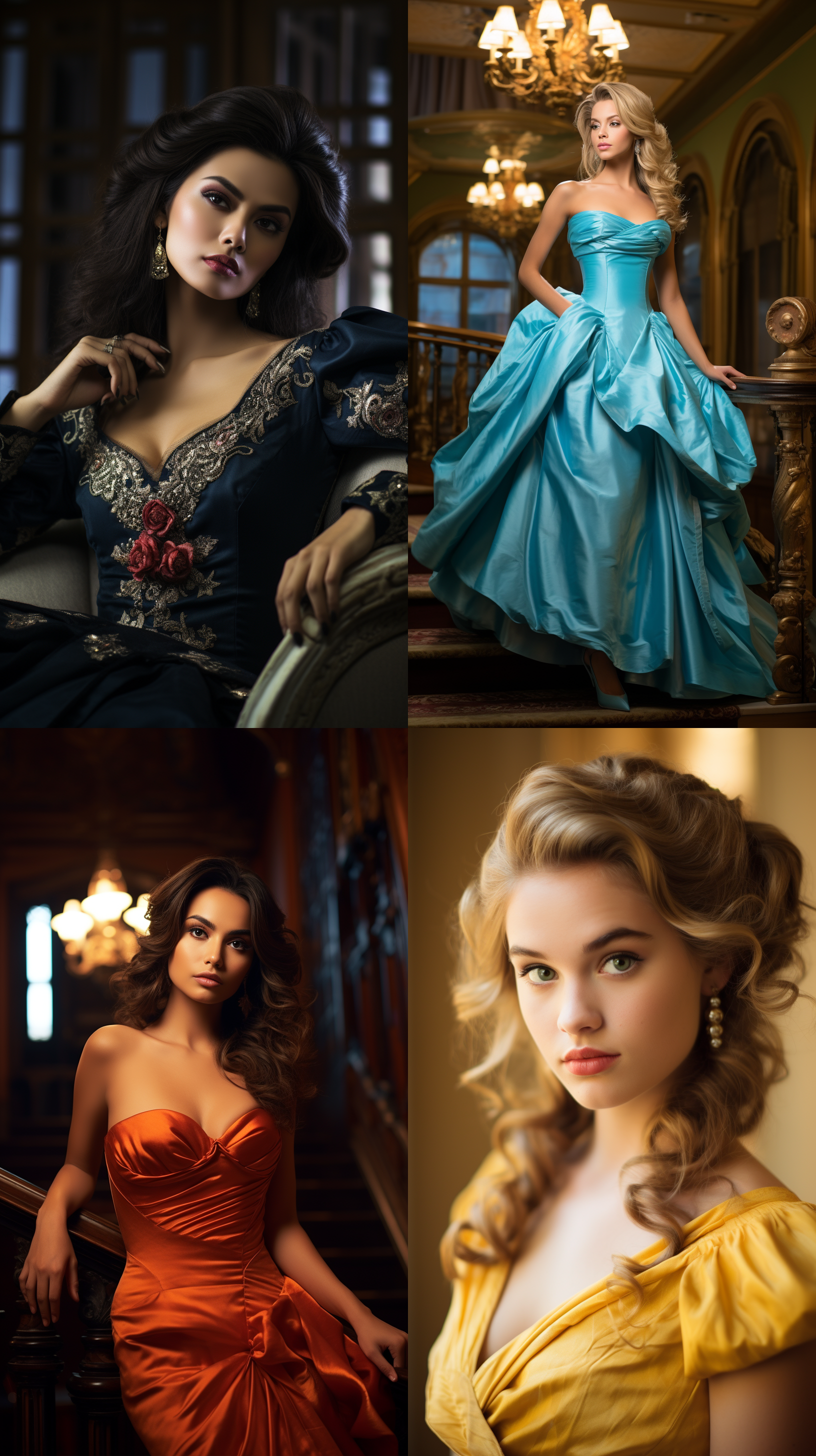 室内拍摄，明亮色调，模特穿着古典服装，侧面肖像，柔和光线，中焦镜头，端庄表情，优雅动作，传统元素，油画效果，温暖情感