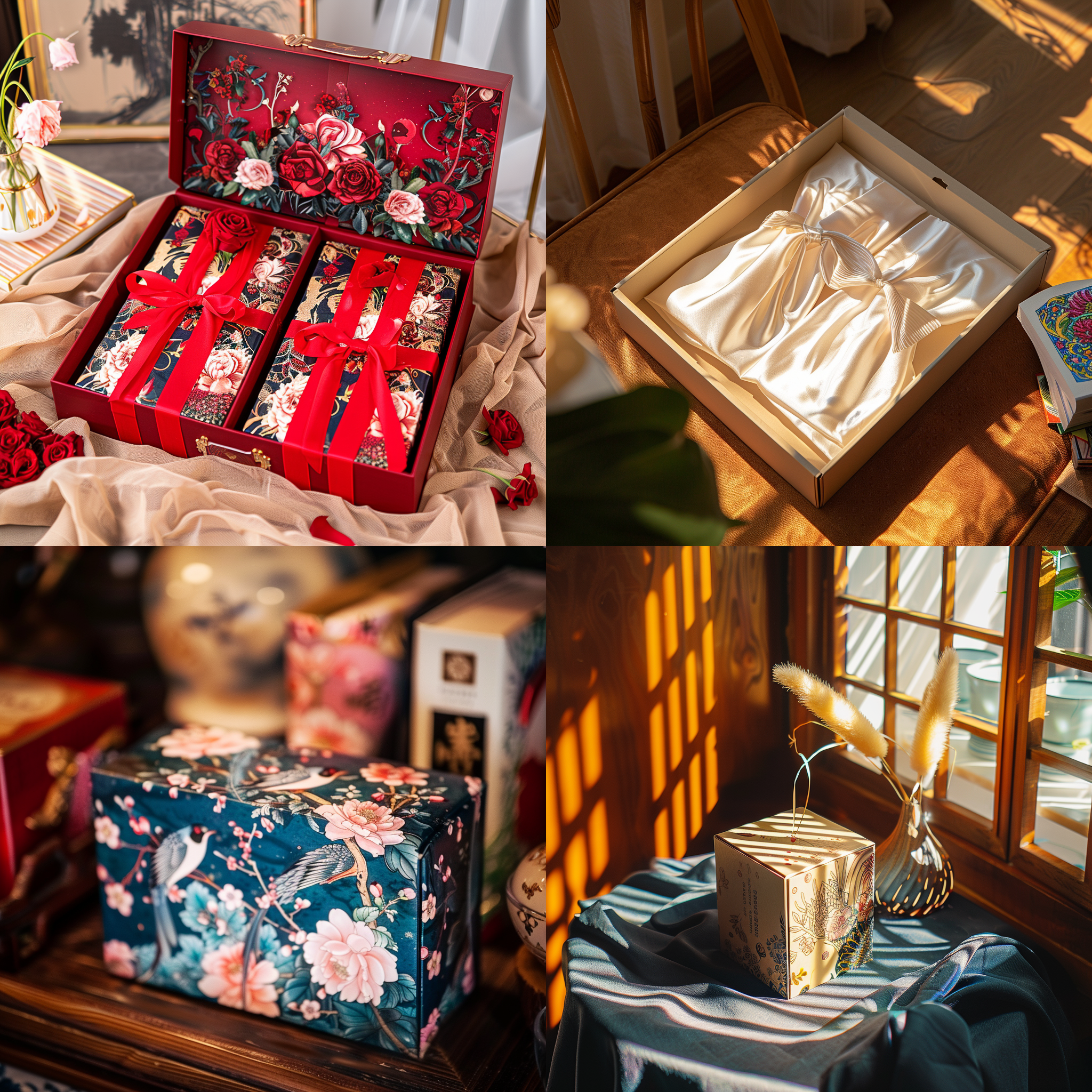 精美盒子包装，桌面，布