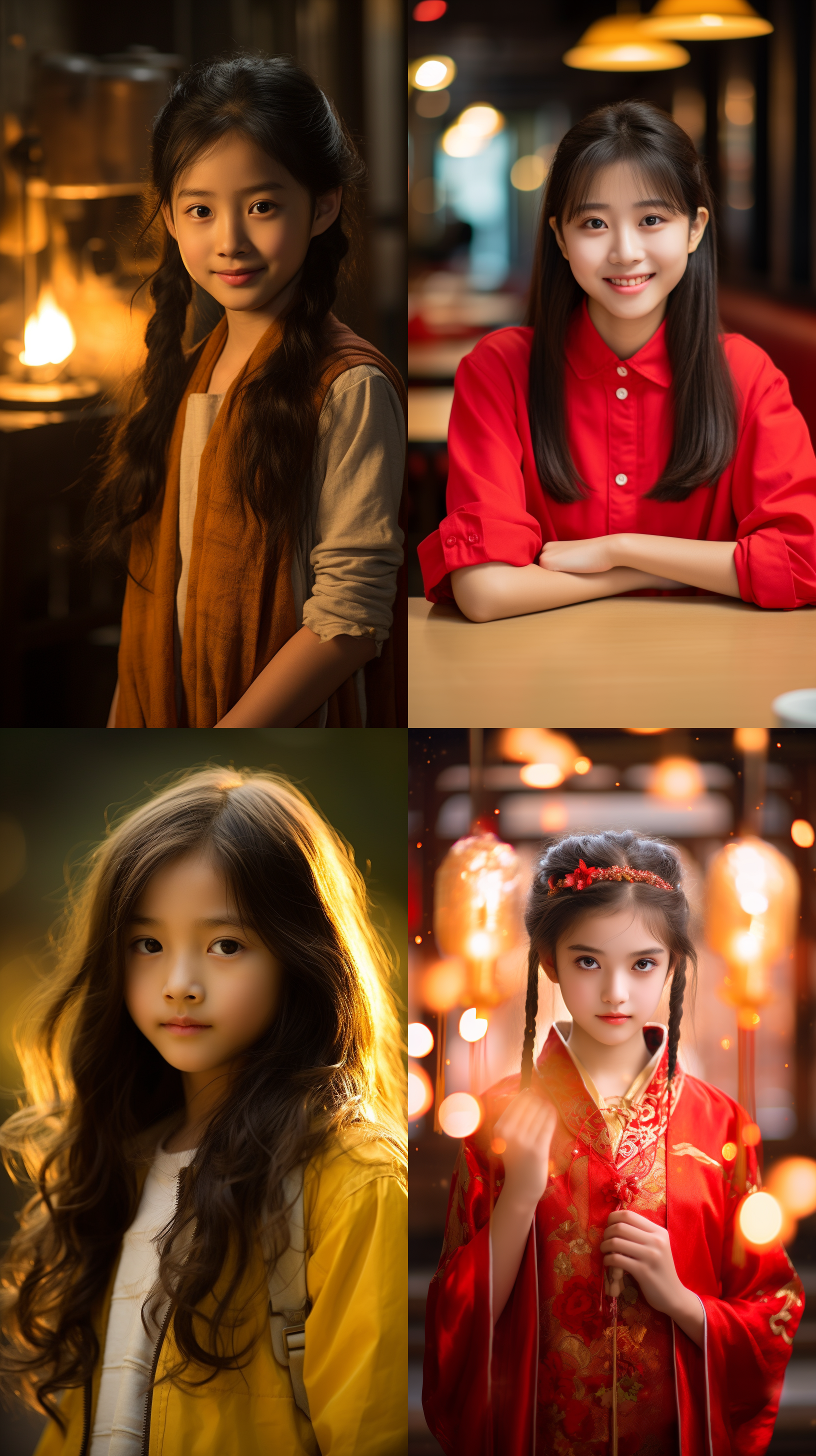 12岁中国少女，明亮色调，肖像镜头，明亮光线，自然环境，微笑，柔和表情，背景虚化，暖色调，抓拍，纯真。