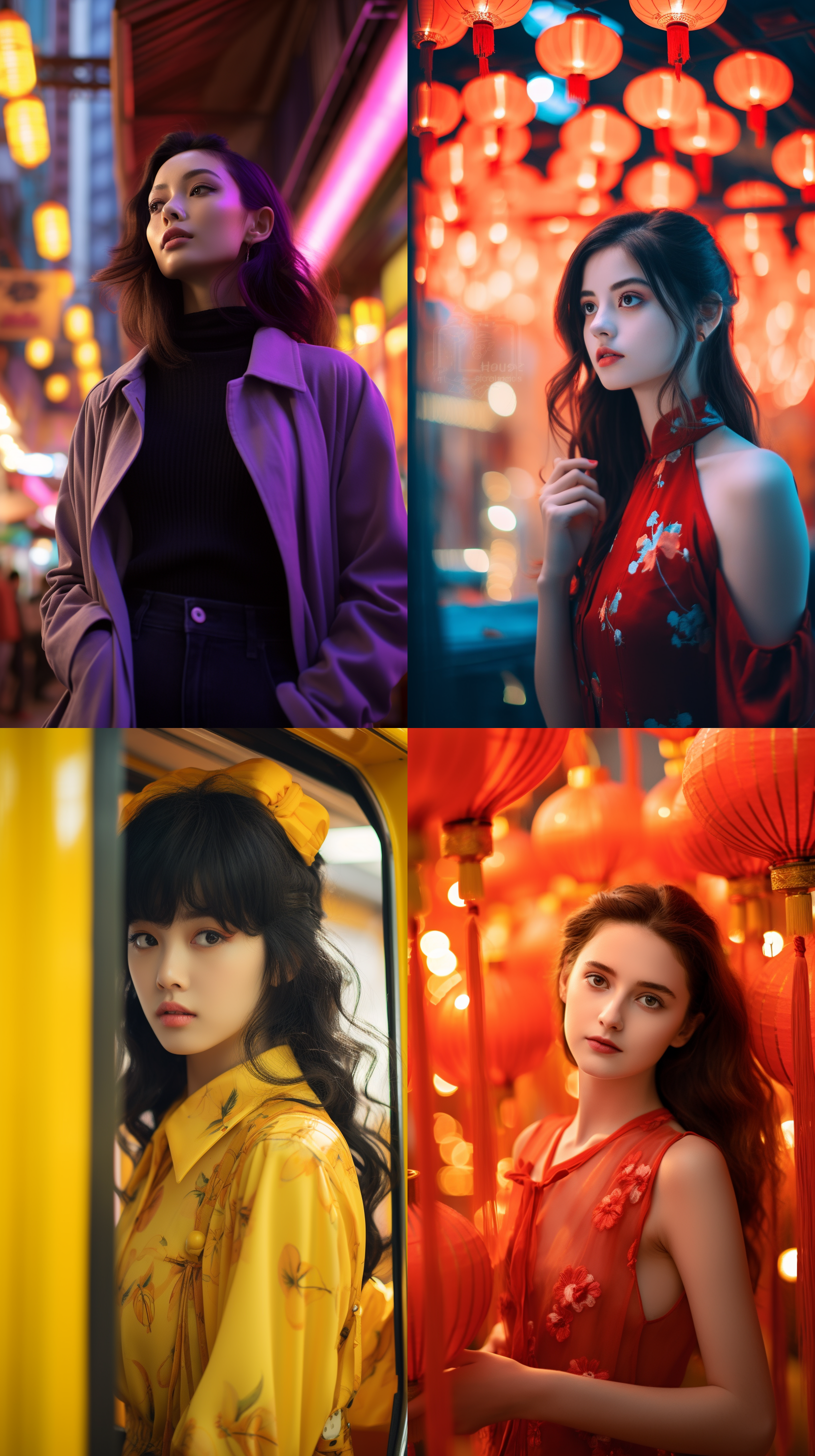 明亮色调，港风中国人像，肖像镜头，明亮光线
