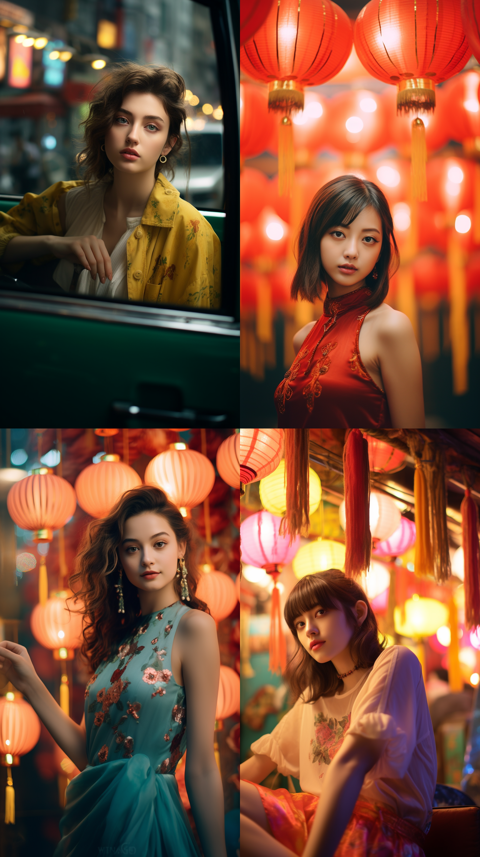 明亮色调，复古港风中国人像，肖像镜头，明亮光线