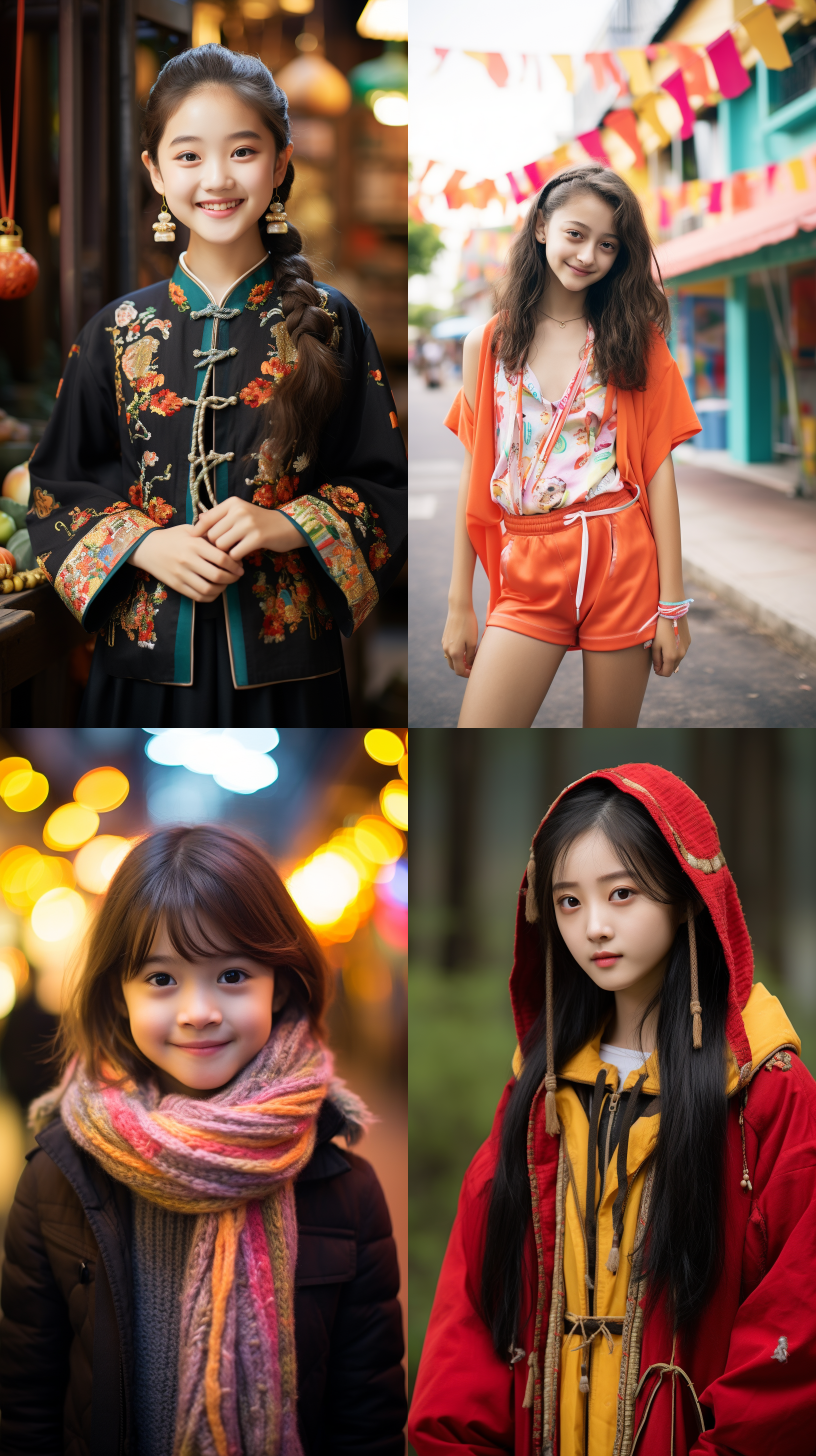 12岁中国女孩，肖像镜头，明亮光线，户外环境，明亮色调，微笑，自然风格，中焦镜头，生动表情，活泼。