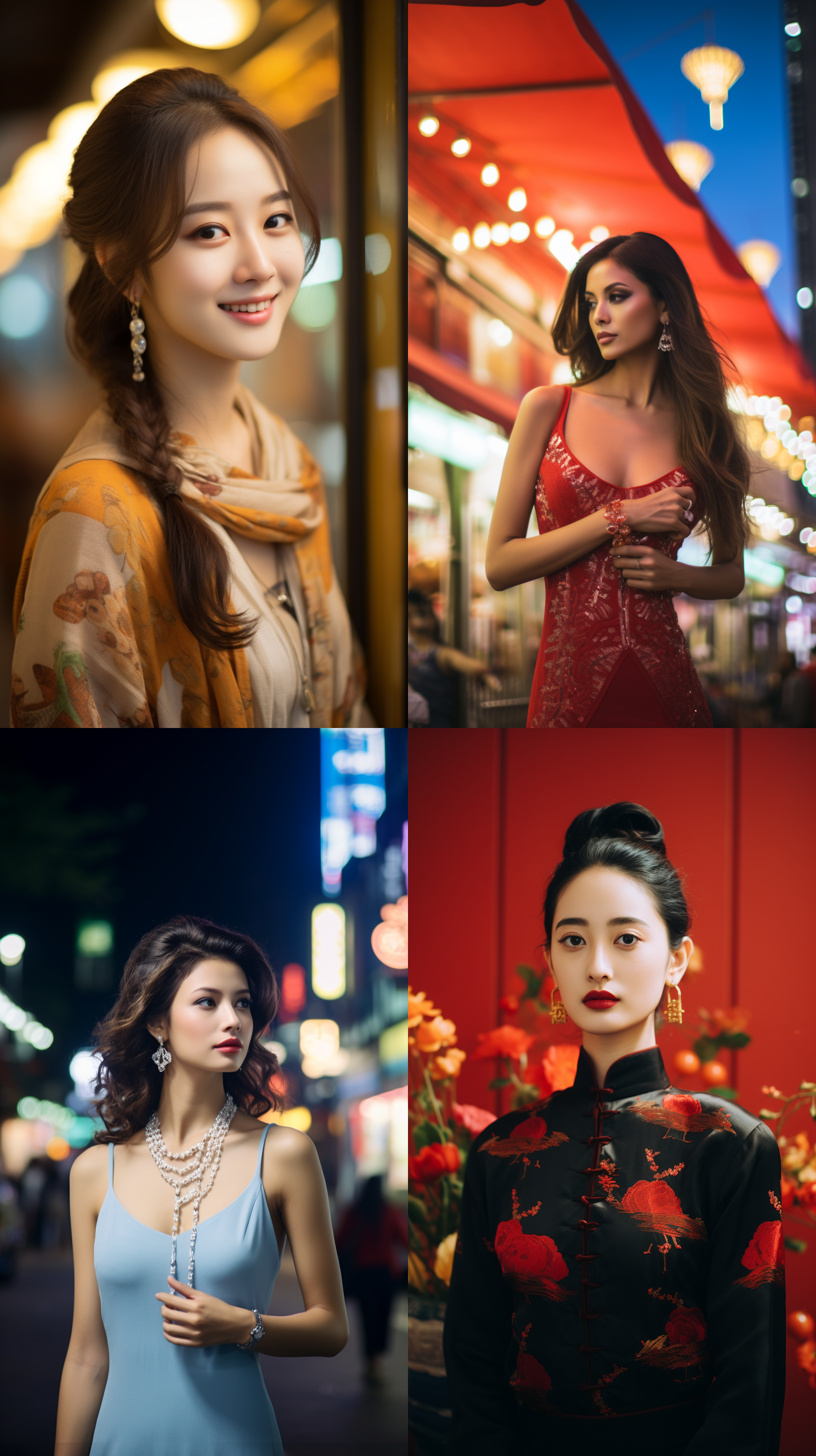 明亮色调，复古港风中国人像，肖像镜头，柔和光线