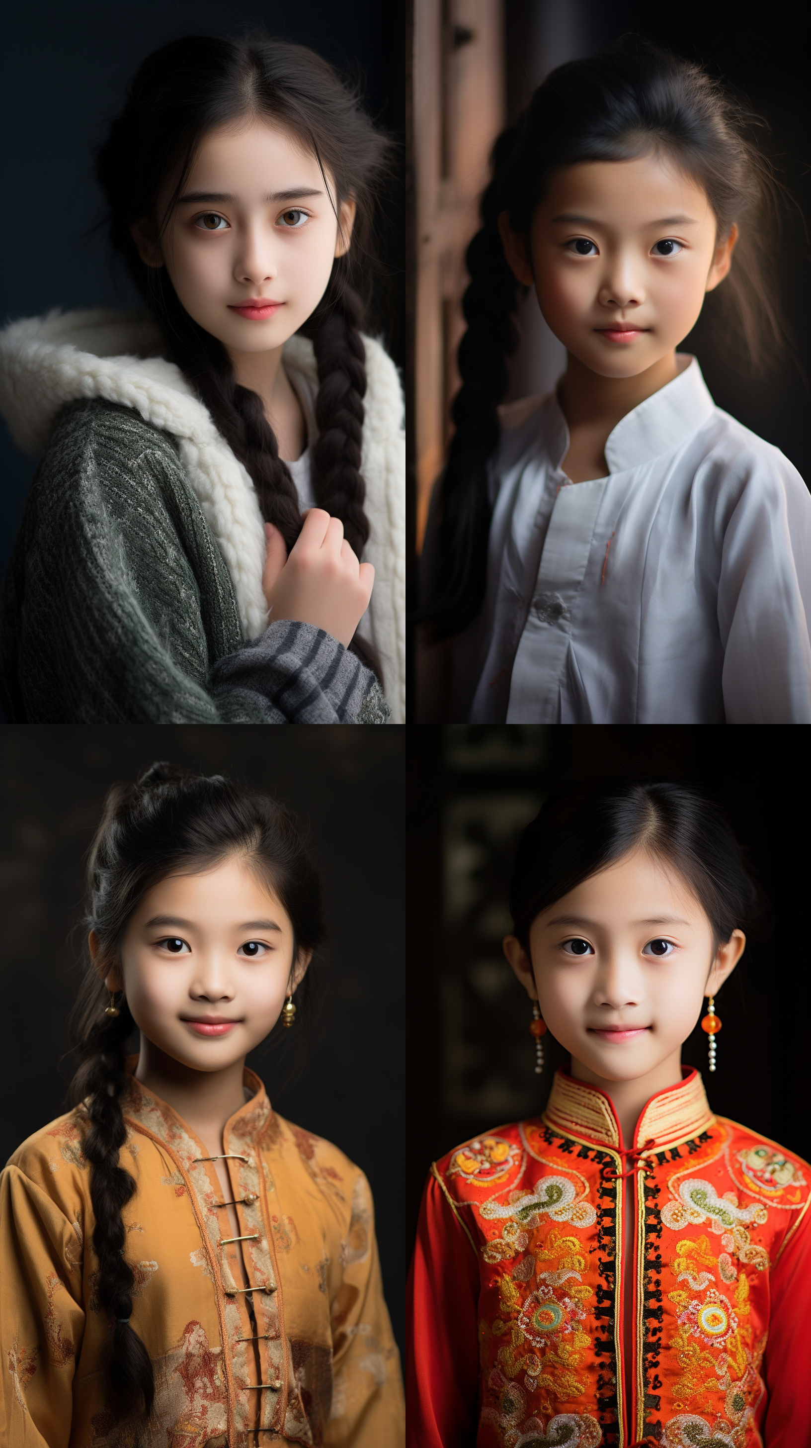 12岁中国女孩，明亮光线，肖像镜头,白色墙壁，自然风格，微笑，自信，活力，纯真