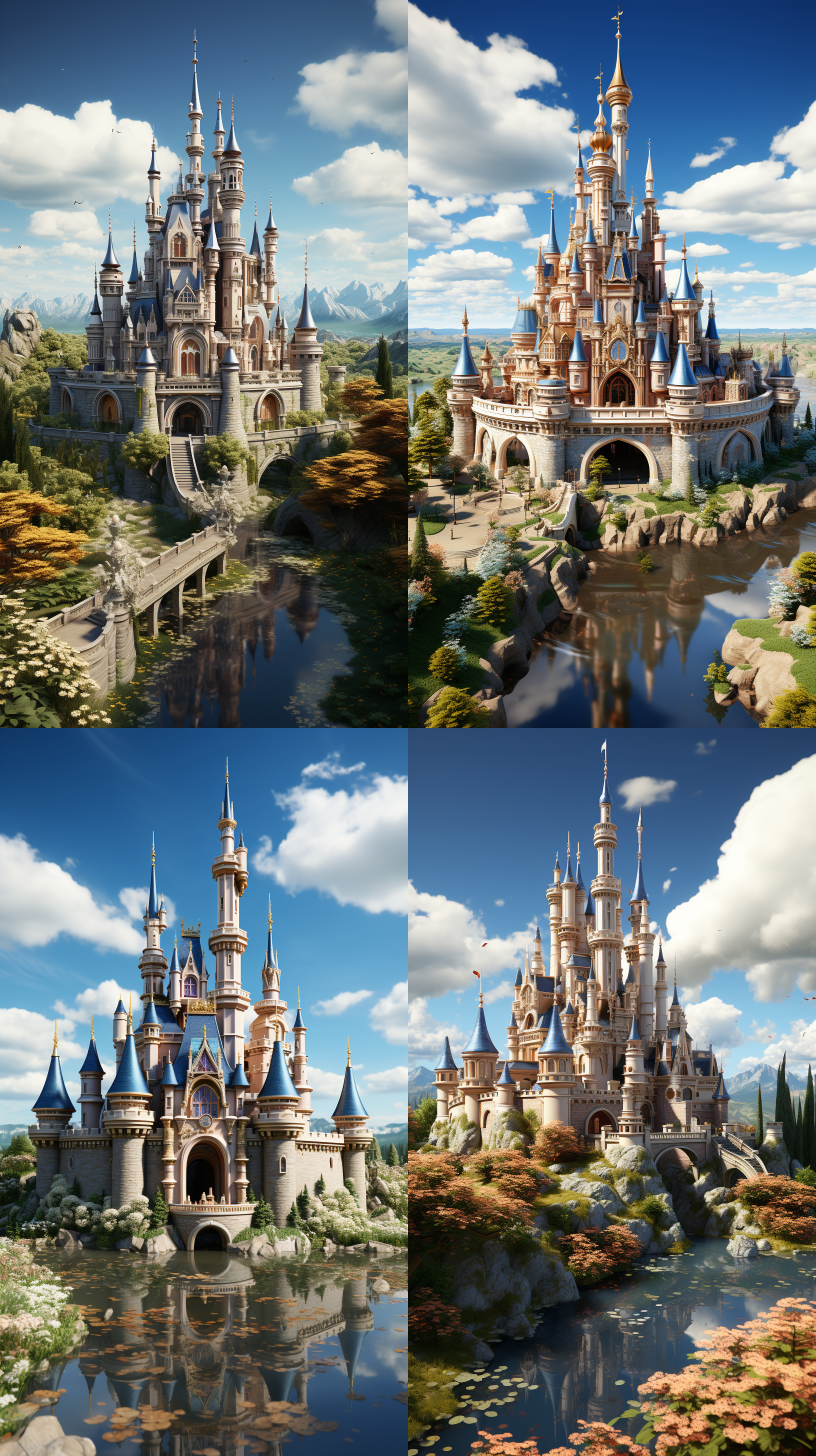 3d渲染，3d等距视角，迪士尼城堡，高细节，最好的质量，16k