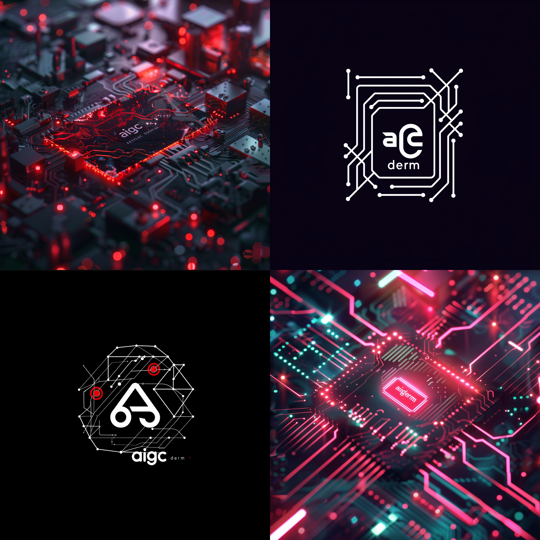 设计一个logo，科技感，上面写的“aigc deram”